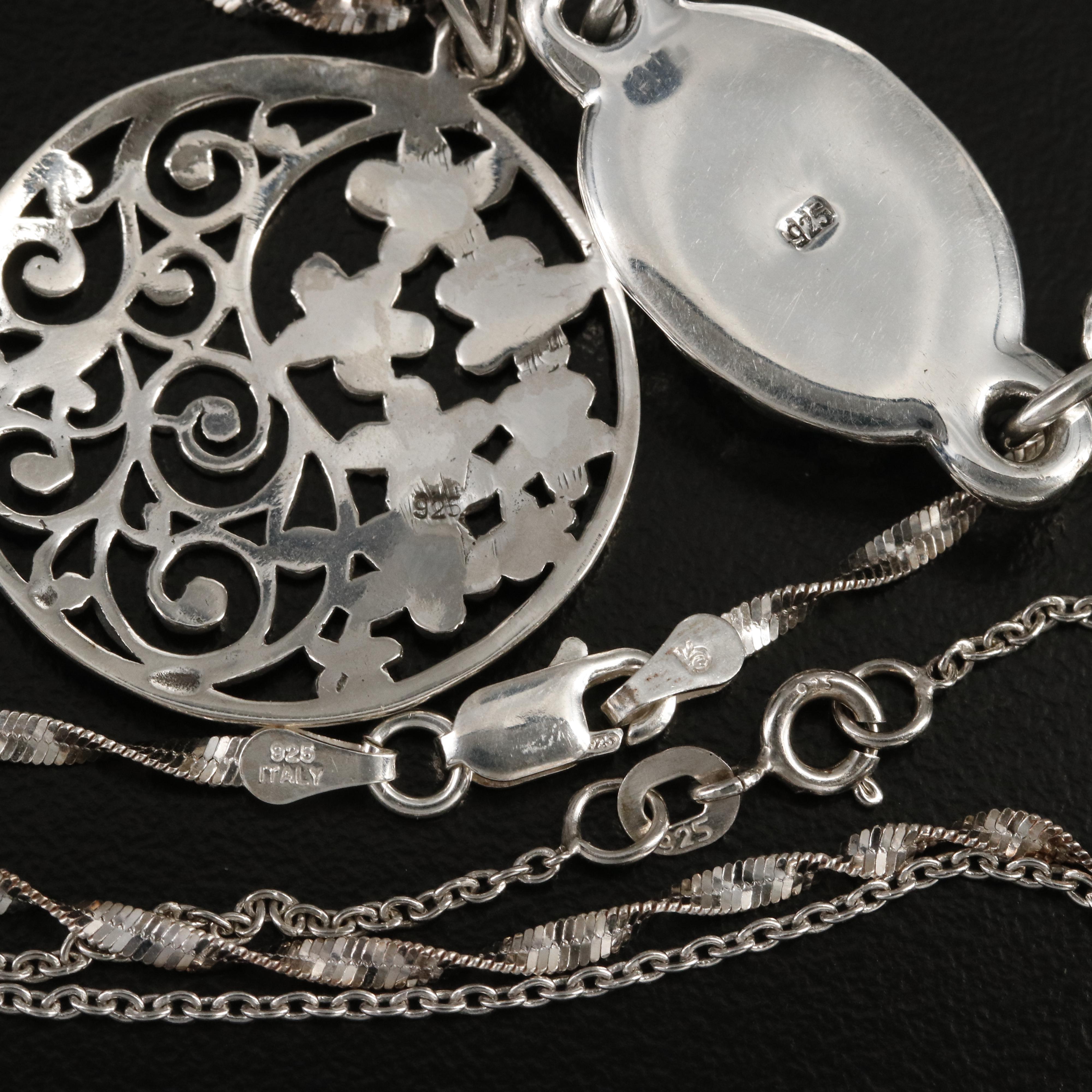 Sterling Earrings, Necklaces and Bracelet Including Pearls and Common Opal