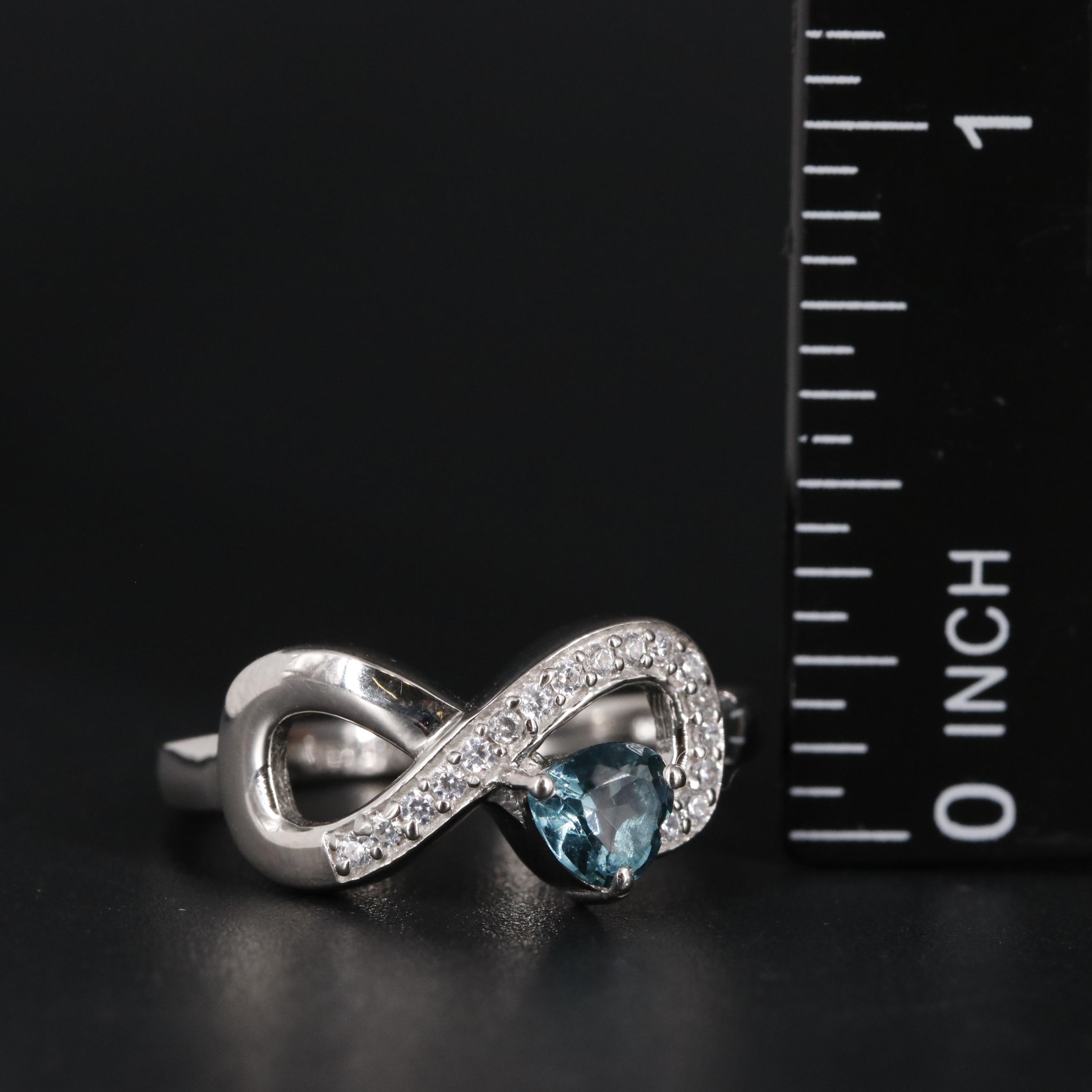 Sterling Light Blue Topaz with Cubic Zirconia Ring
