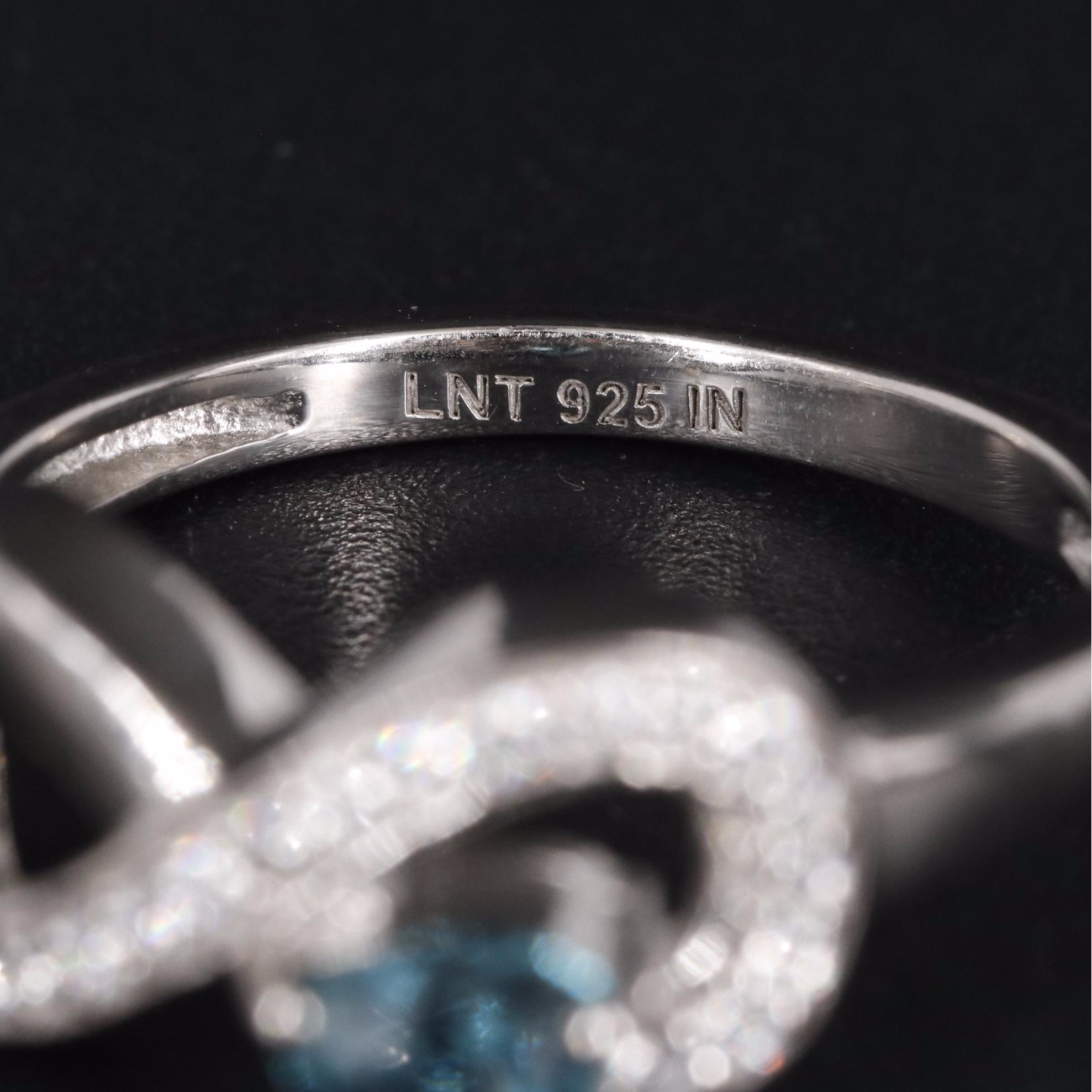 Sterling Light Blue Topaz with Cubic Zirconia Ring