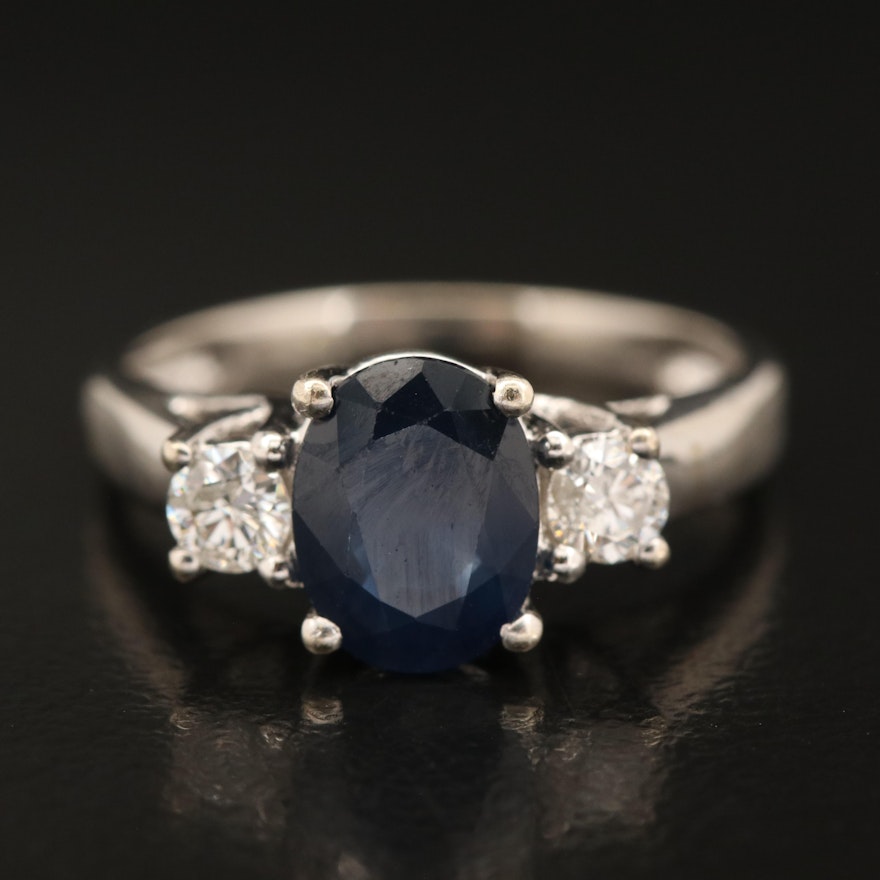 14K 1.37 CT Sapphire and Diamond Ring