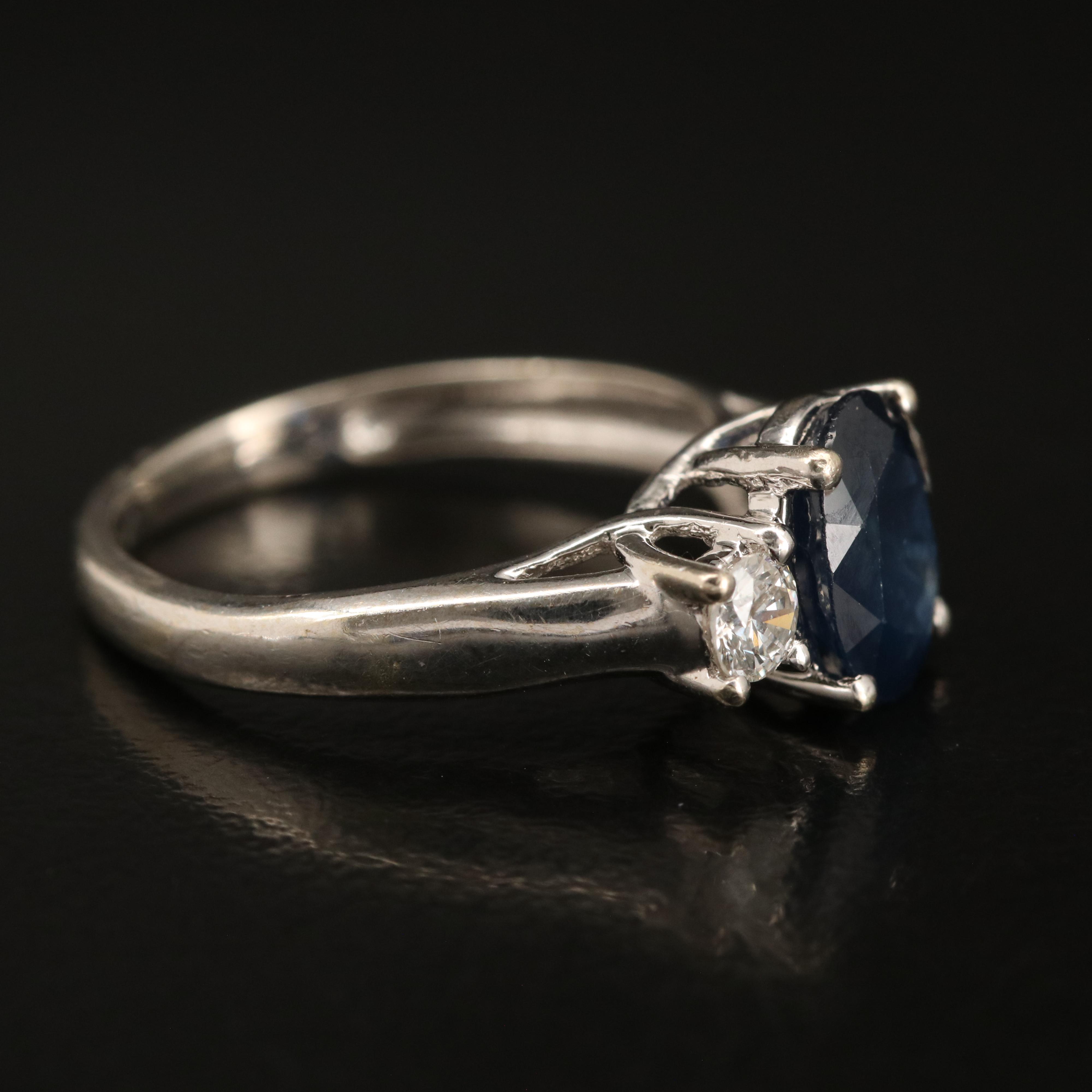 14K 1.37 CT Sapphire and Diamond Ring