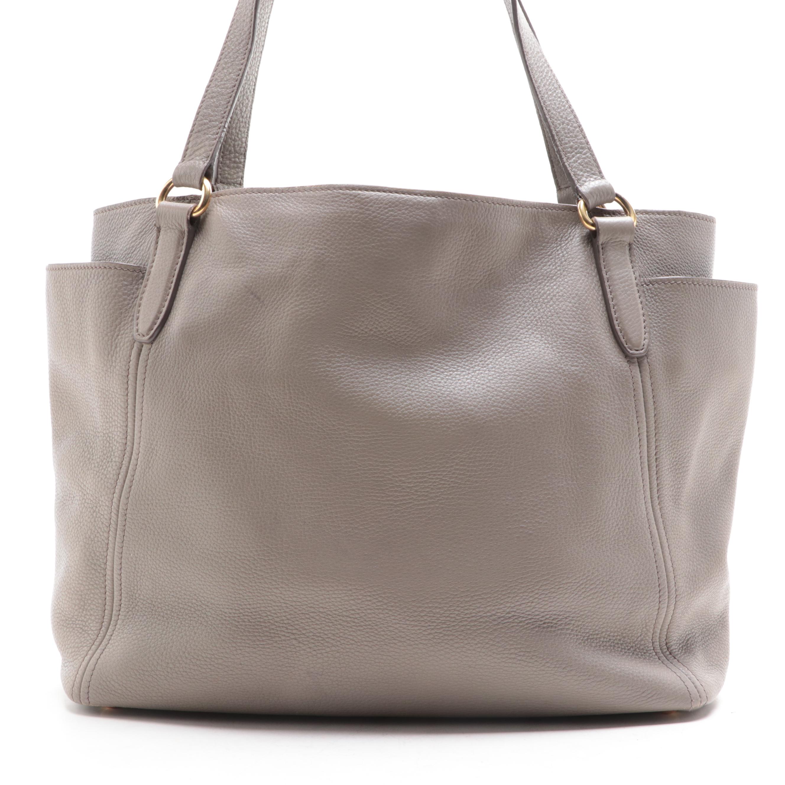 Prada Side Pocket Shopping Tote in Vitello Daino Leather