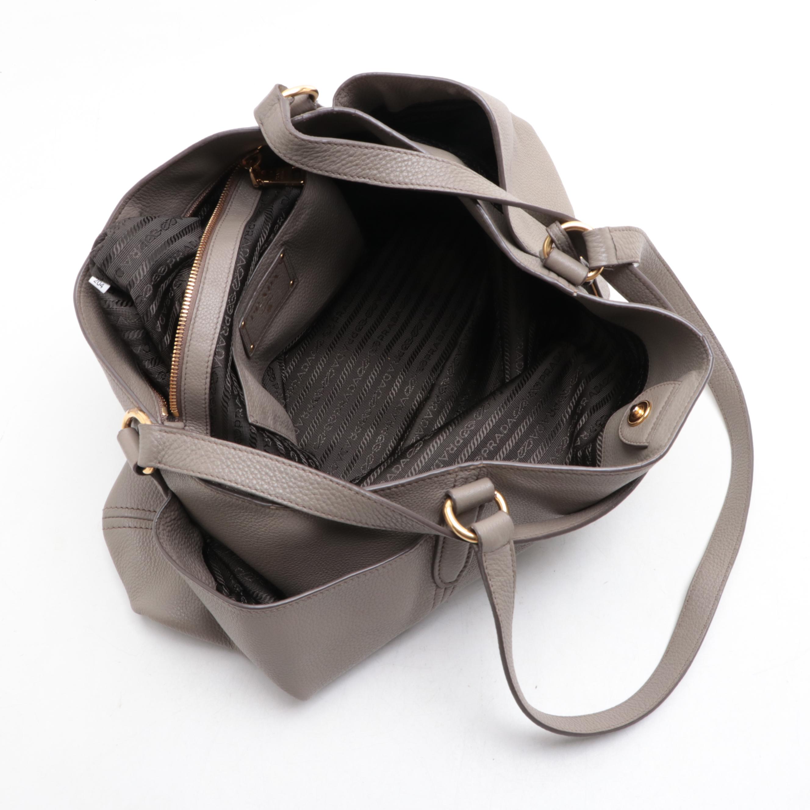 Prada Side Pocket Shopping Tote in Vitello Daino Leather