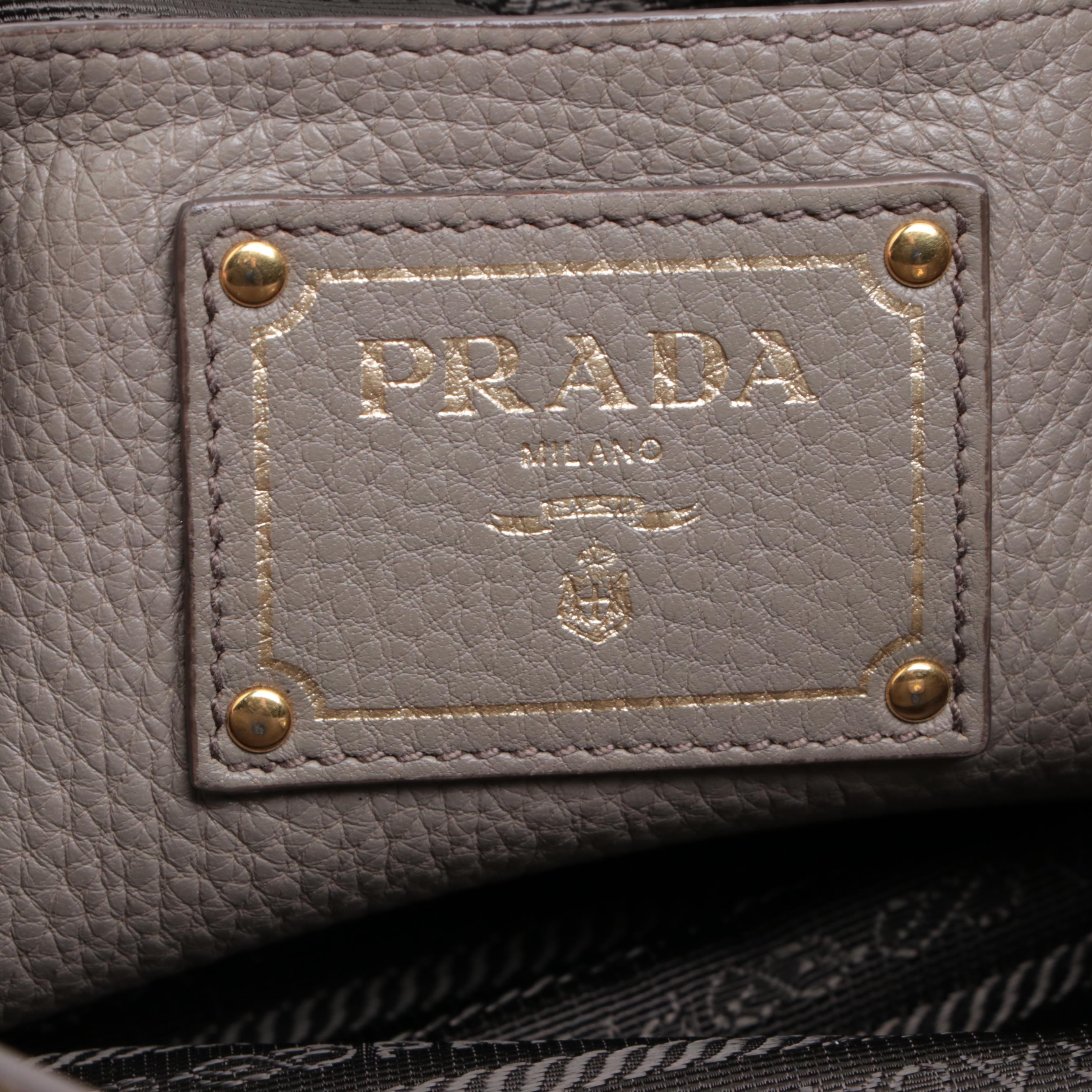 Prada Side Pocket Shopping Tote in Vitello Daino Leather