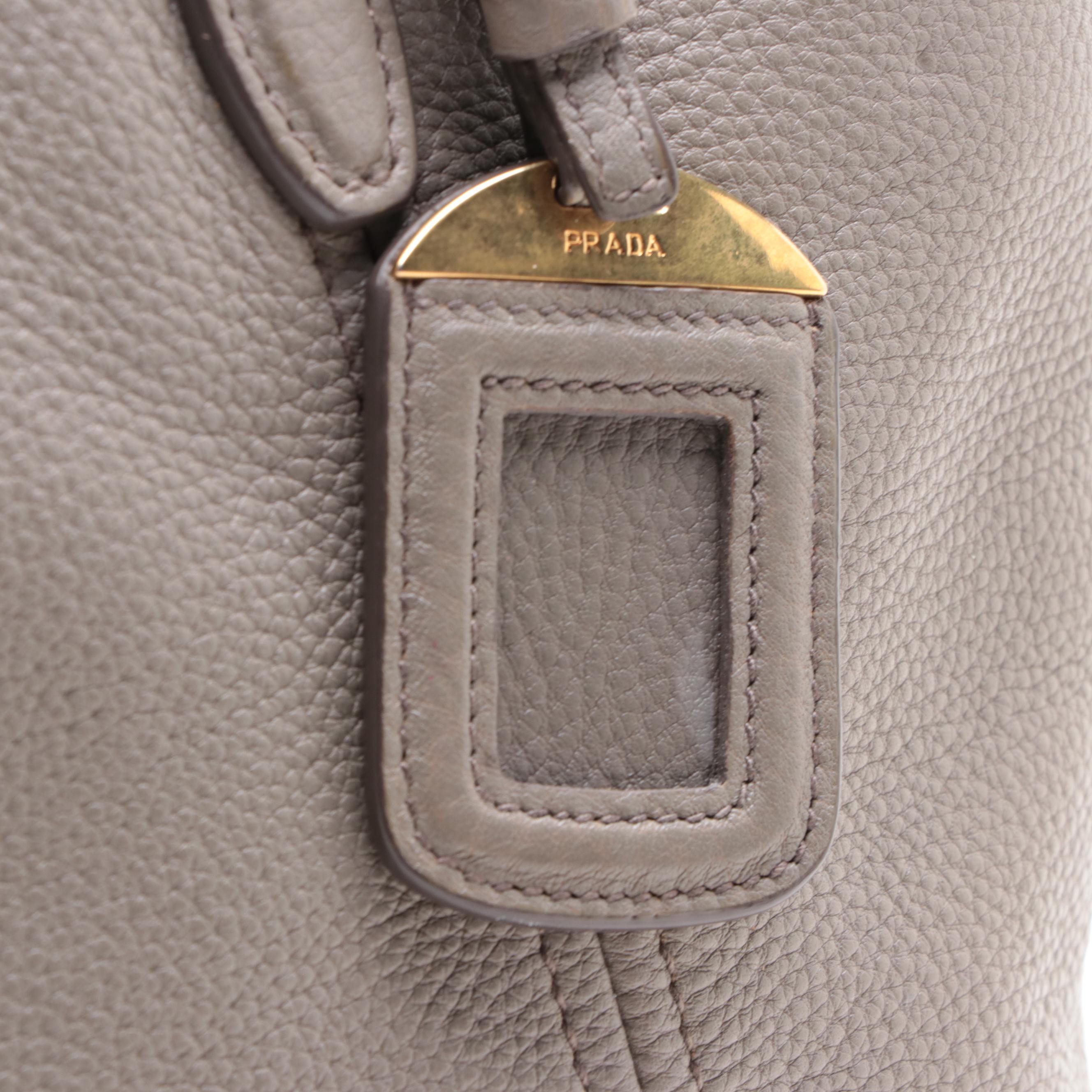 Prada Side Pocket Shopping Tote in Vitello Daino Leather