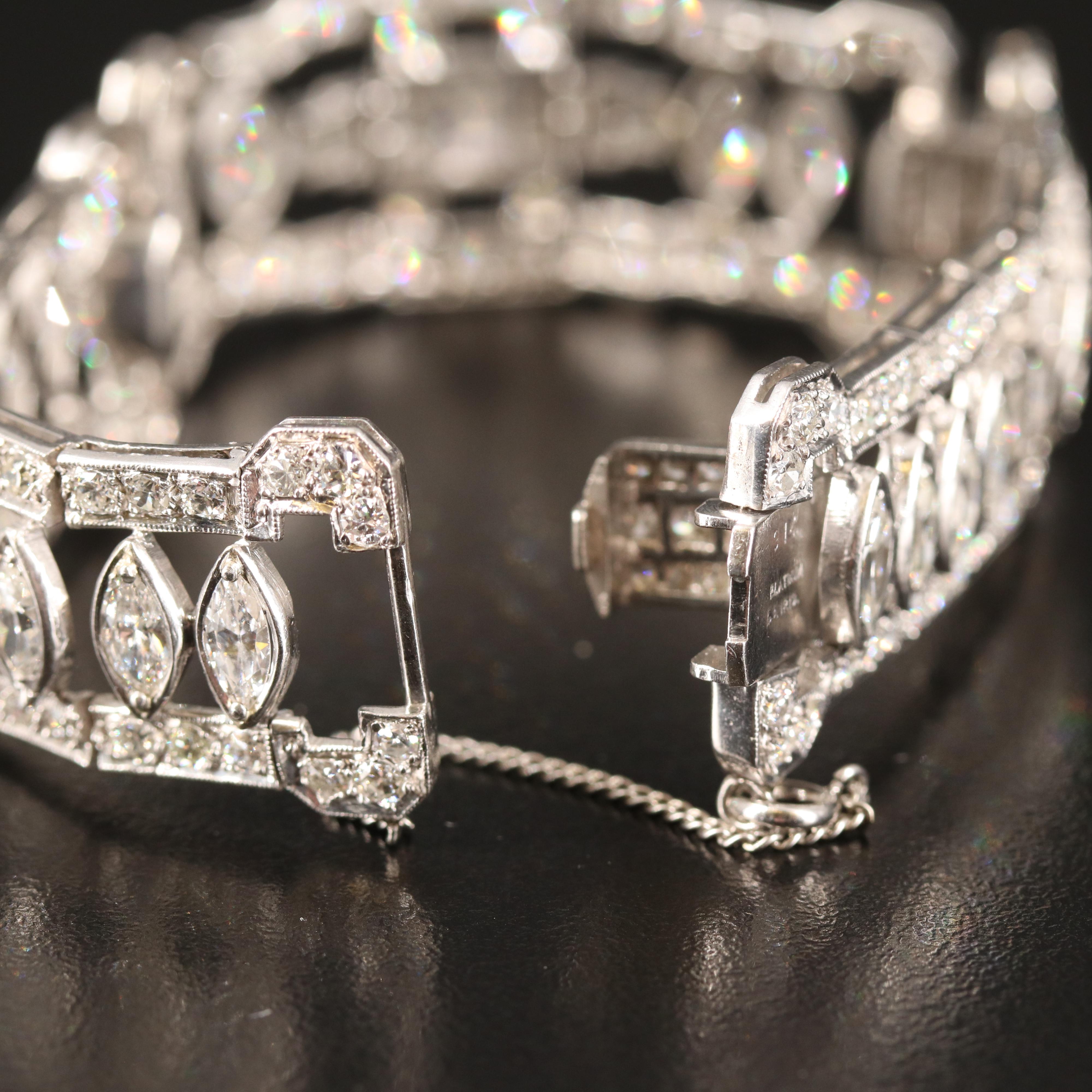 1950s Platinum 13.23 CTW Diamond Open Panel Bracelet