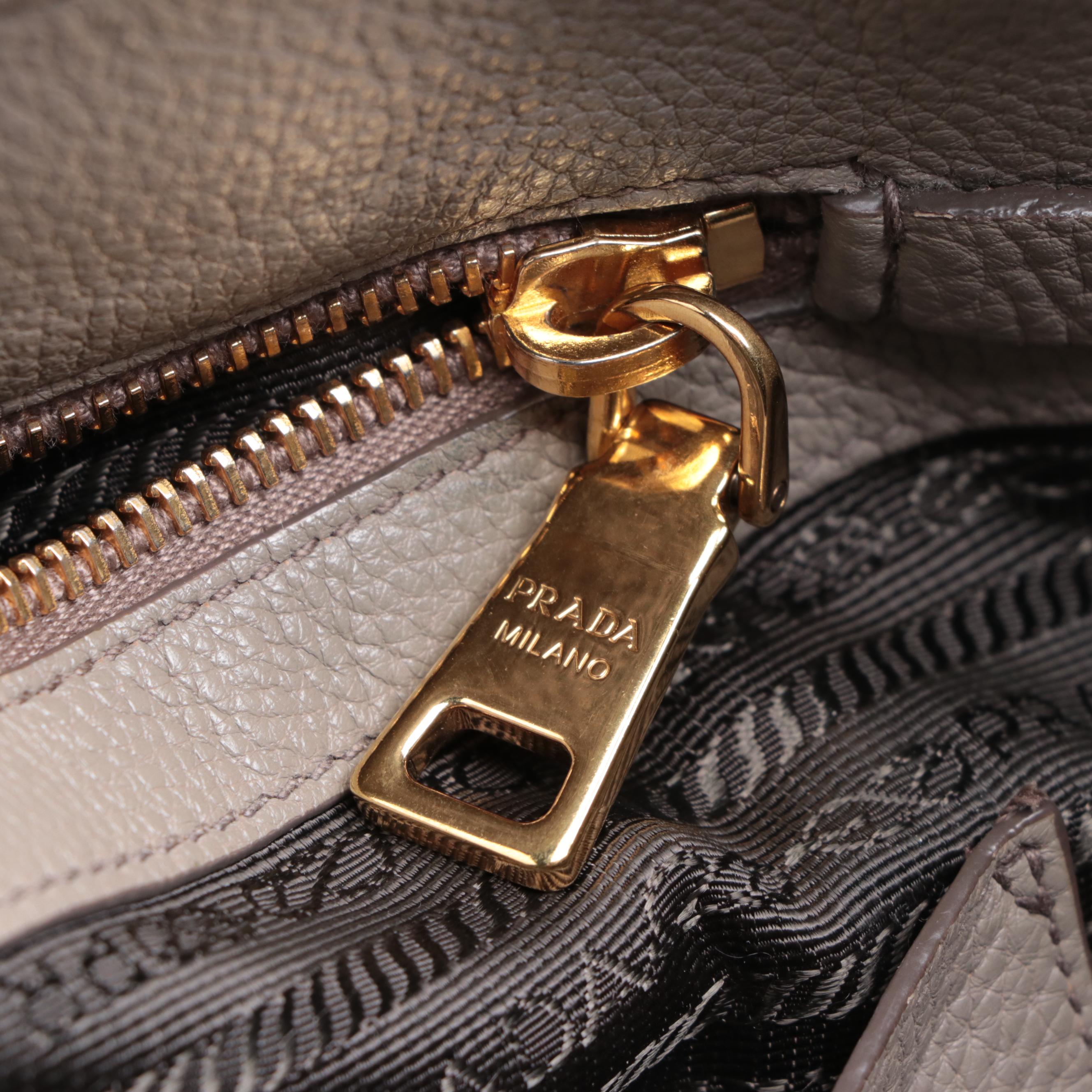 Prada Side Pocket Shopping Tote in Vitello Daino Leather