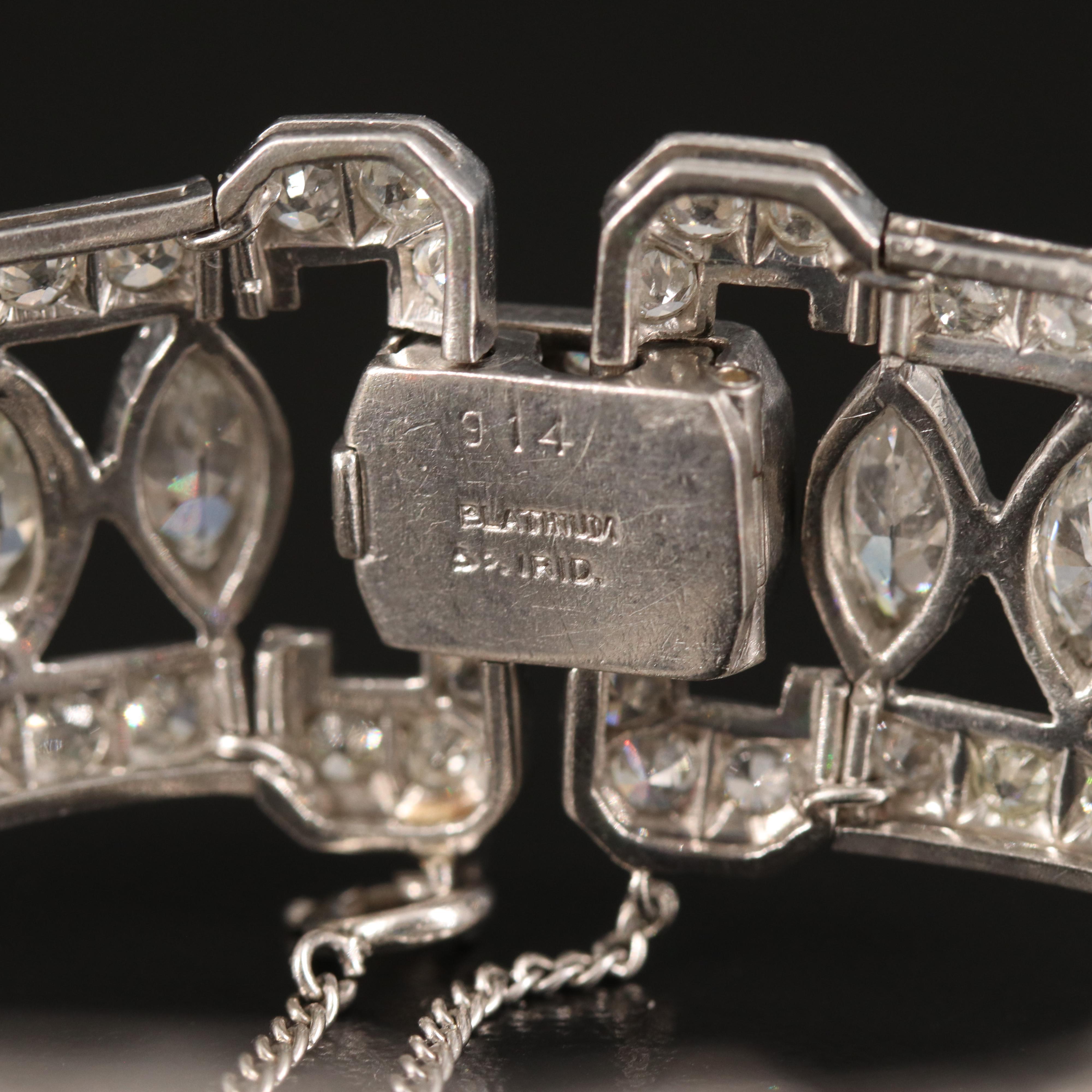 1950s Platinum 13.23 CTW Diamond Open Panel Bracelet