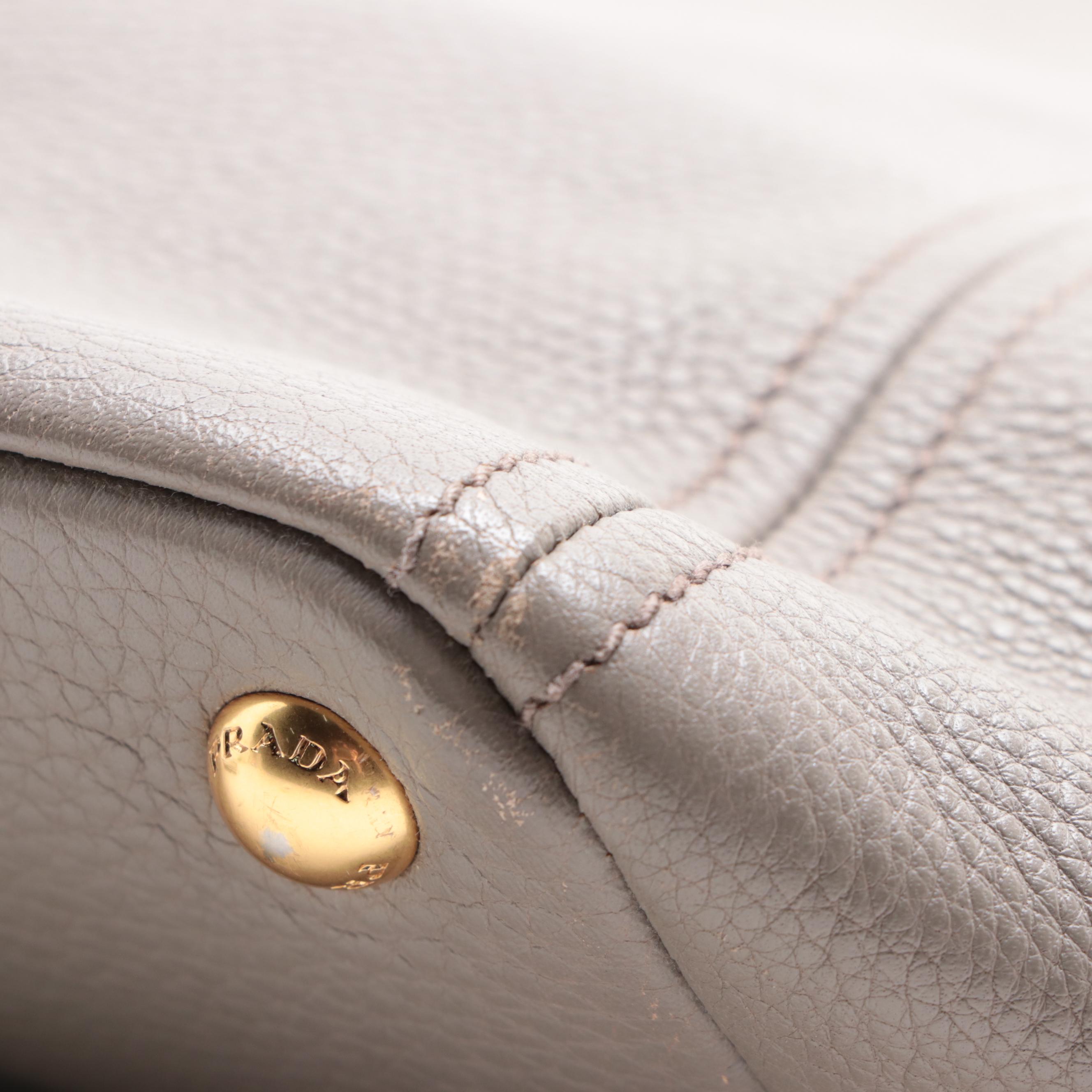 Prada Side Pocket Shopping Tote in Vitello Daino Leather