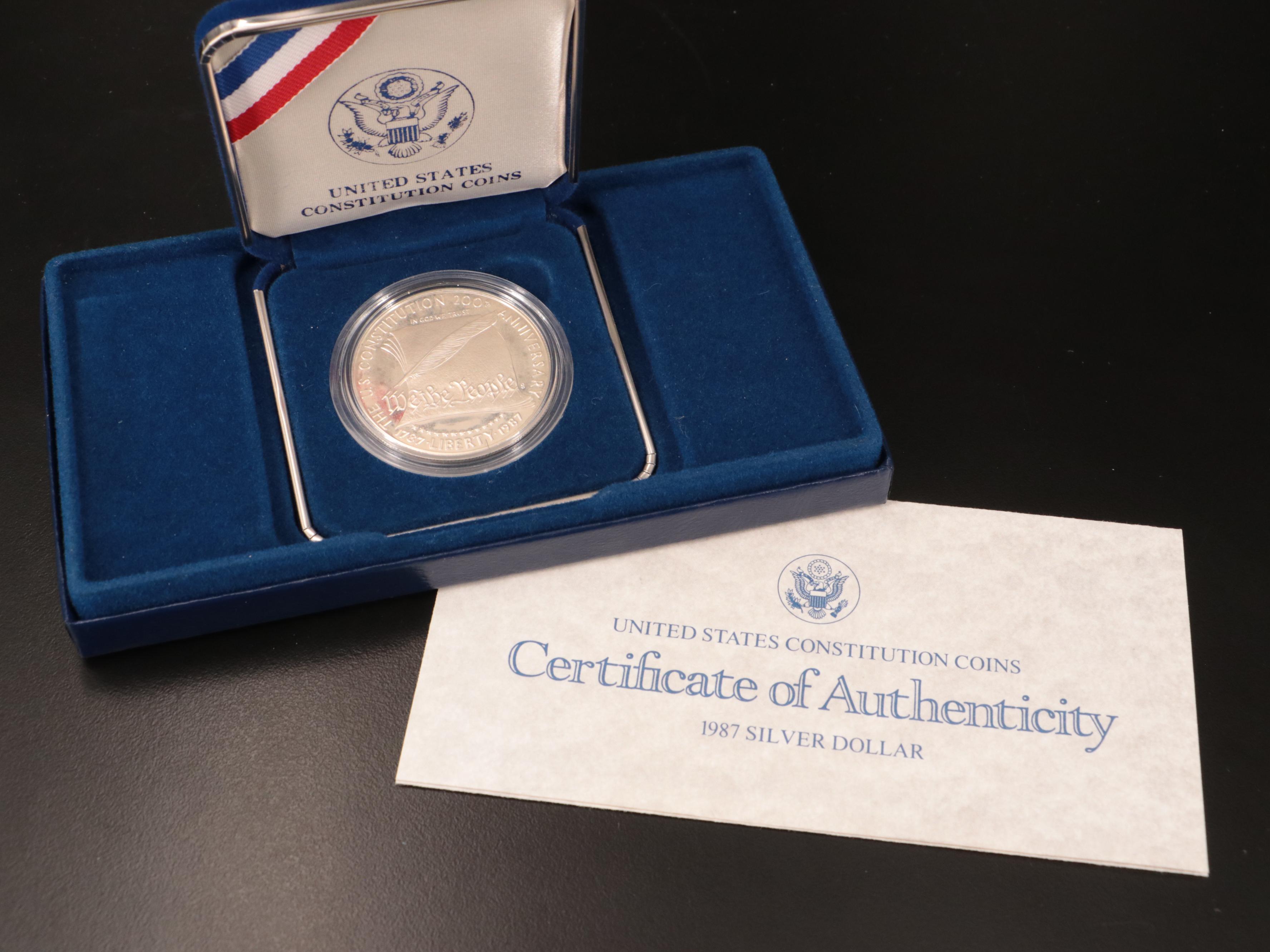 Five Different Modern Commemorative Proof Silver Dollars