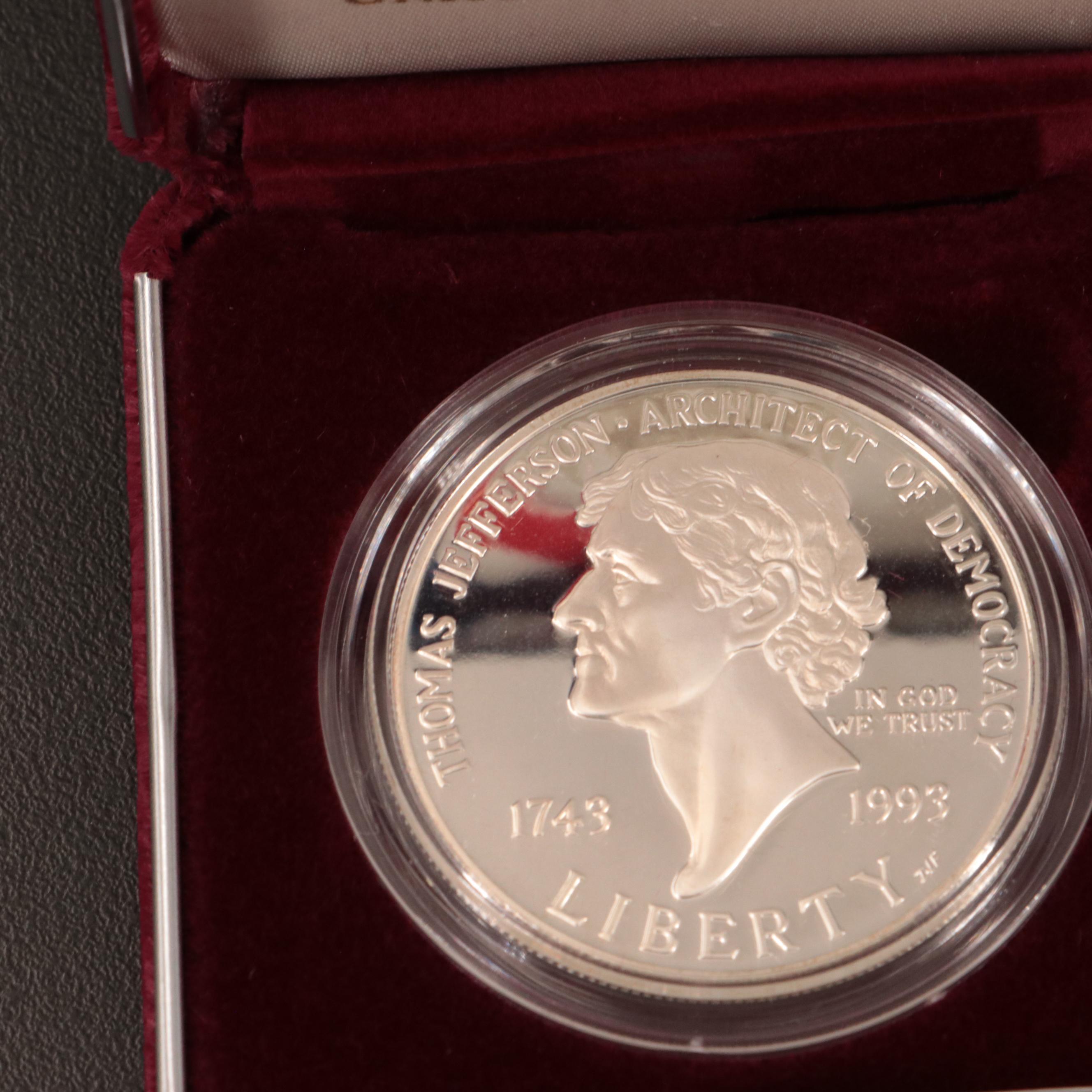Five Different Modern Commemorative Proof Silver Dollars
