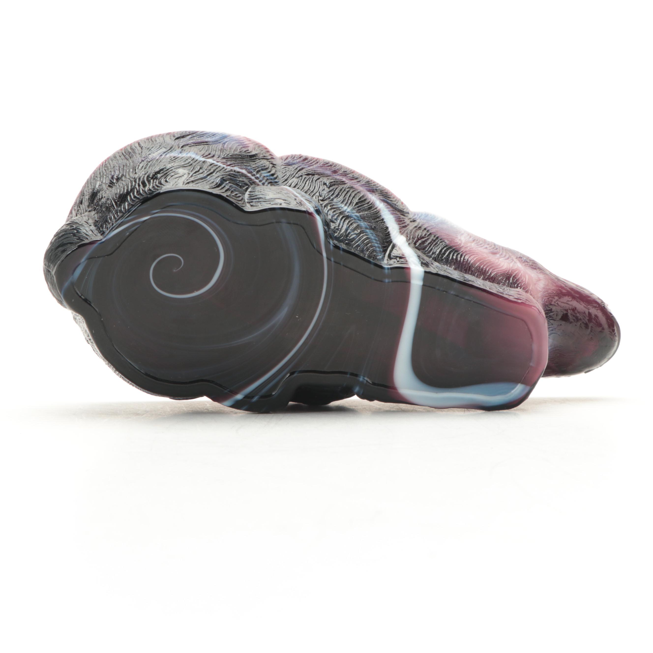 Swan on Nest and Rabbit Shaped Purple Slag Glass Candy Dishes