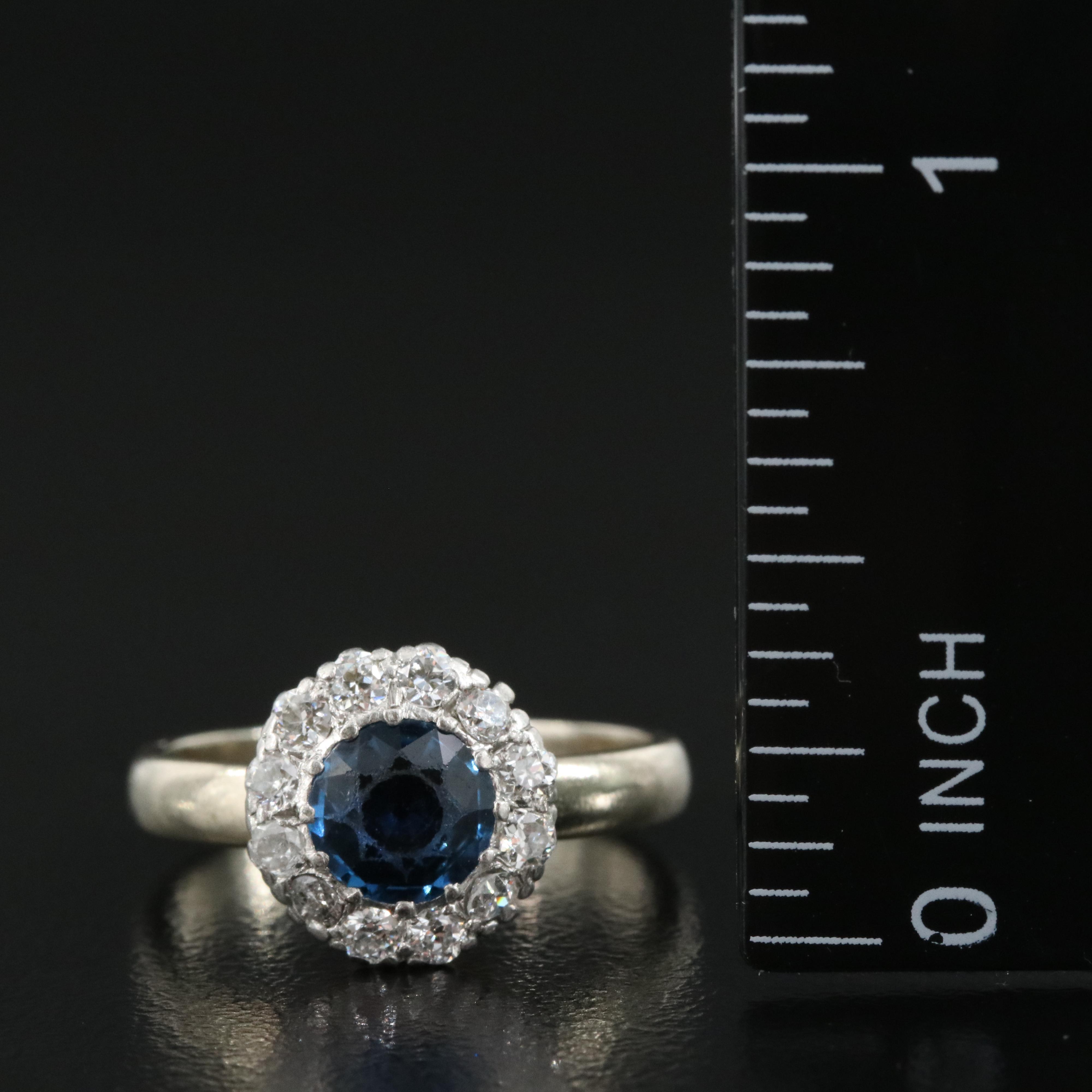 14K and Platinum Sapphire and Diamond Ring