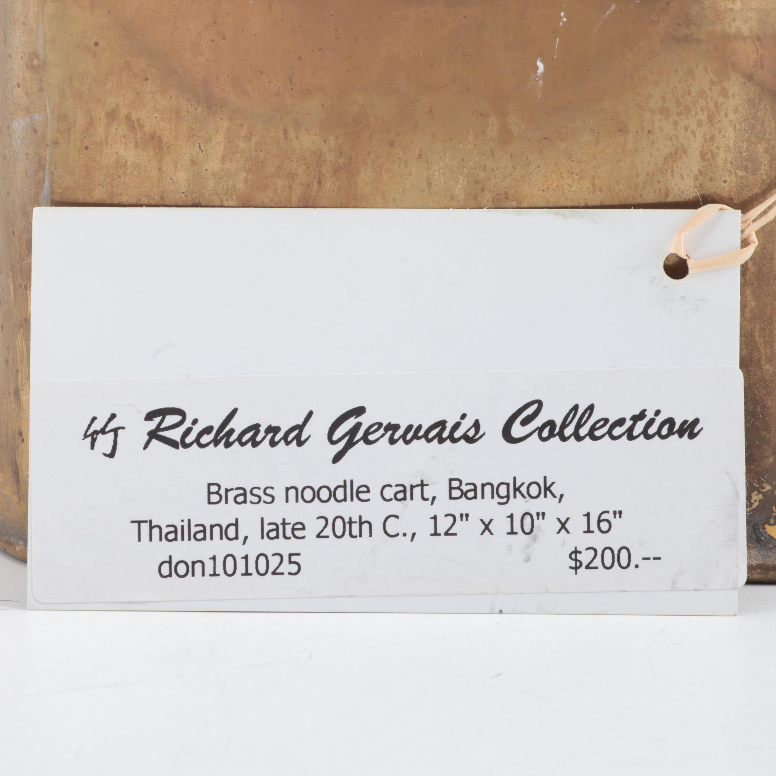 Thai Brass Vendor Noodle Cart, Mid to Late 20th Century