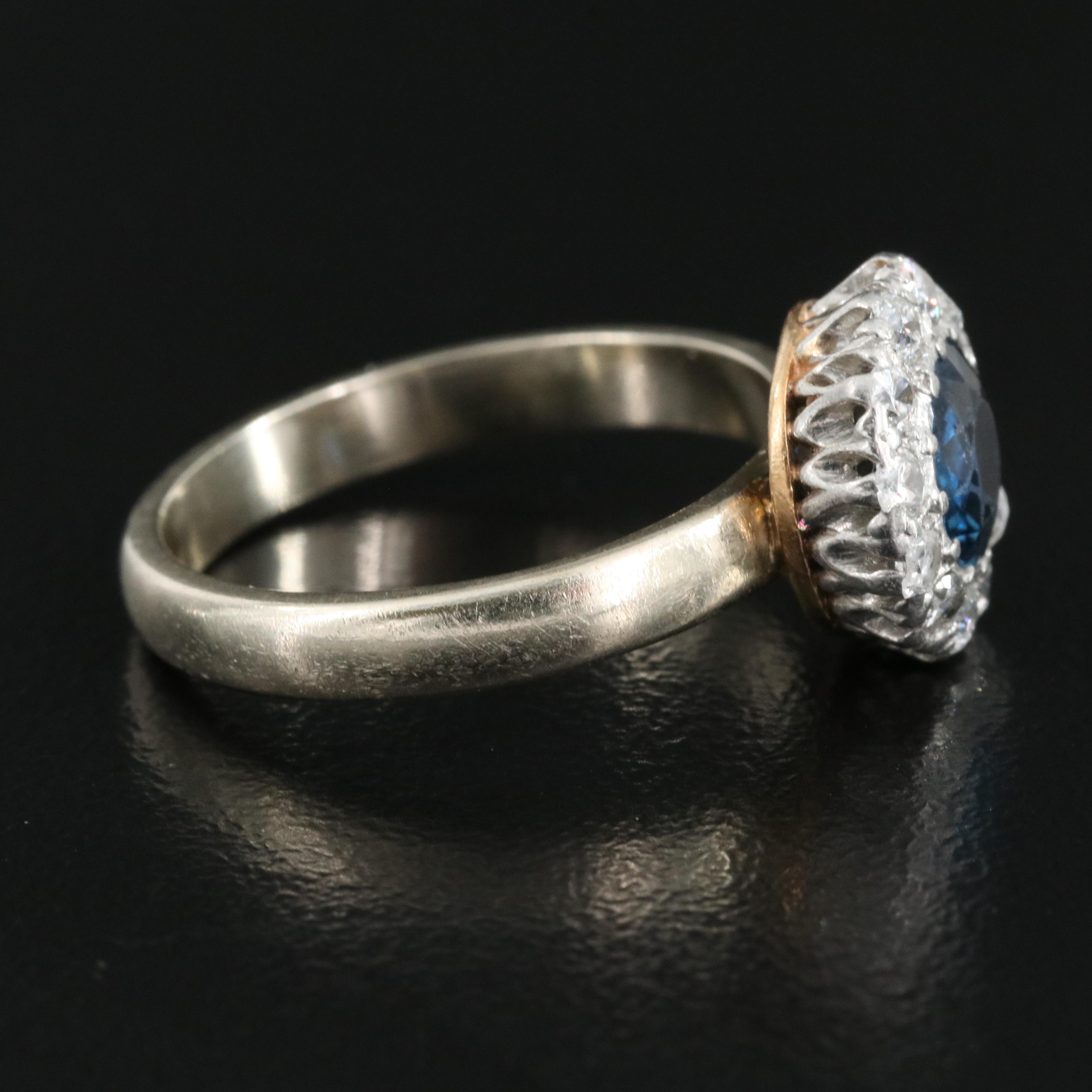14K and Platinum Sapphire and Diamond Ring