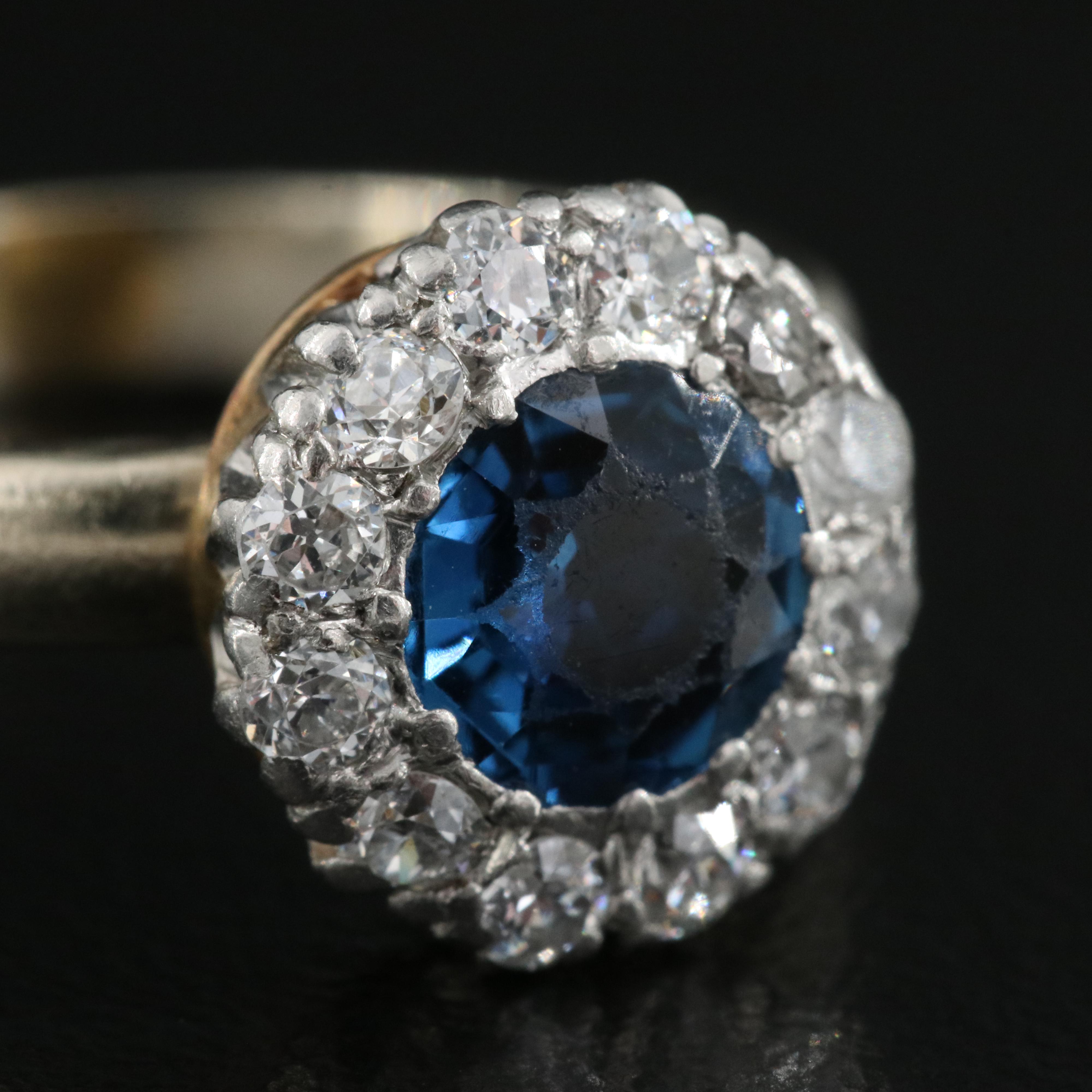 14K and Platinum Sapphire and Diamond Ring