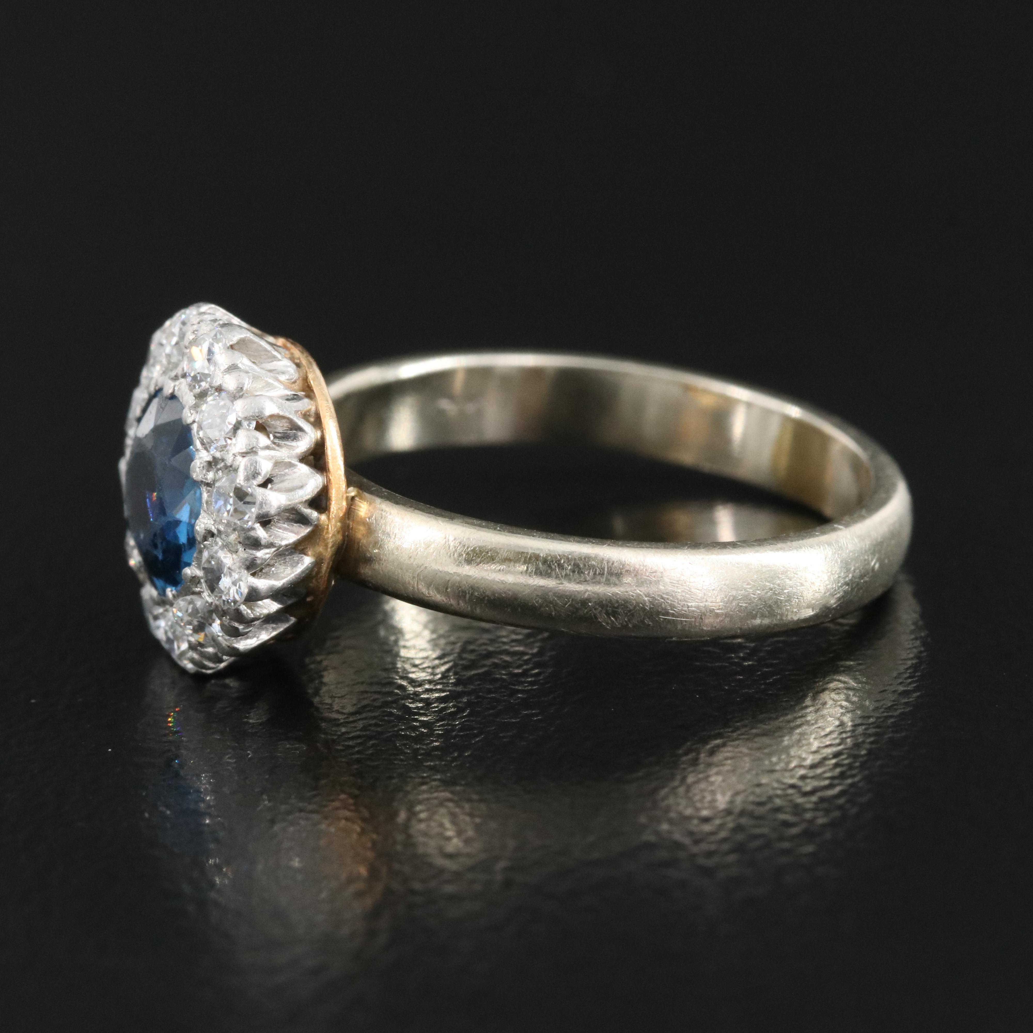14K and Platinum Sapphire and Diamond Ring