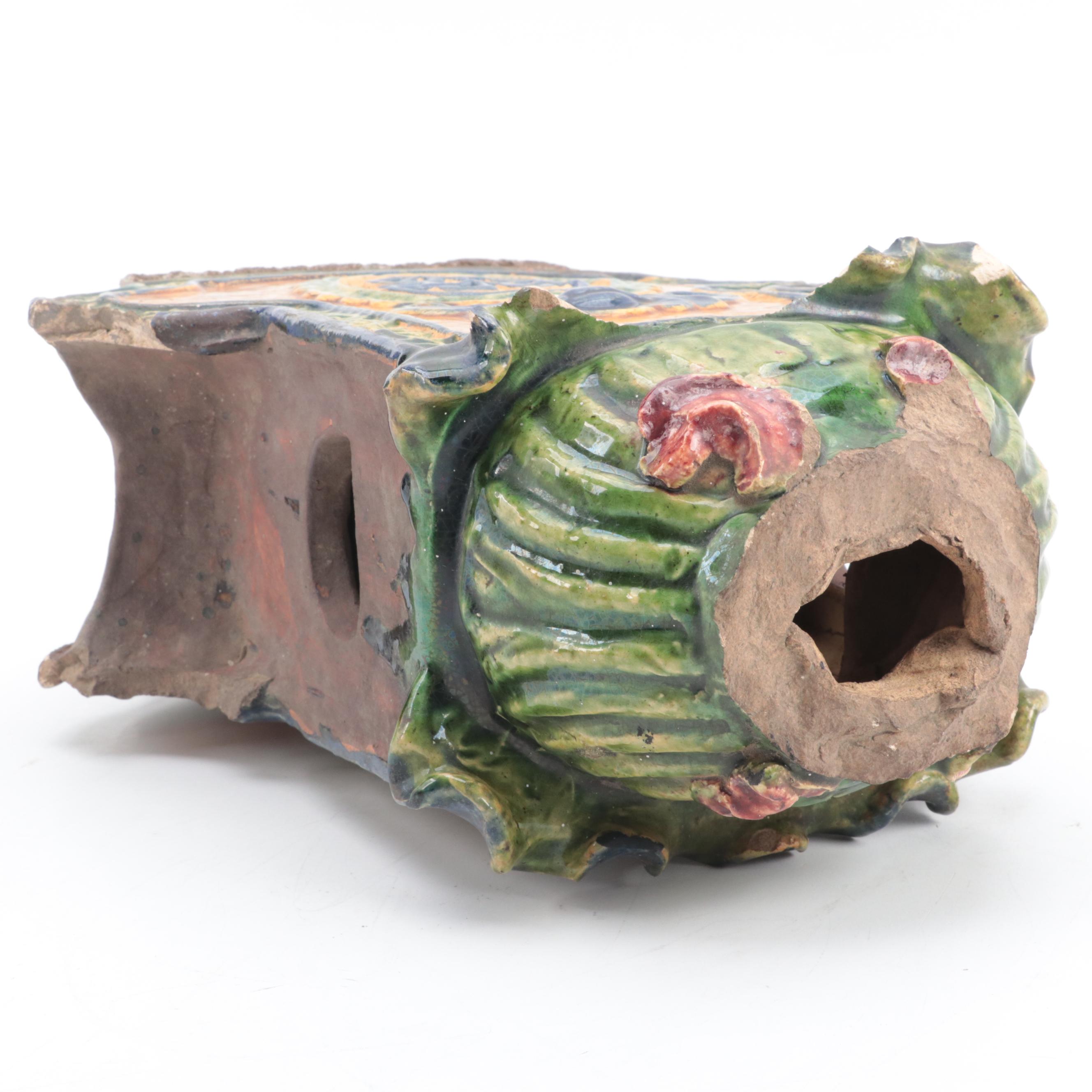 Vietnamese Glazed Roof Tile Fragment, 19th Century