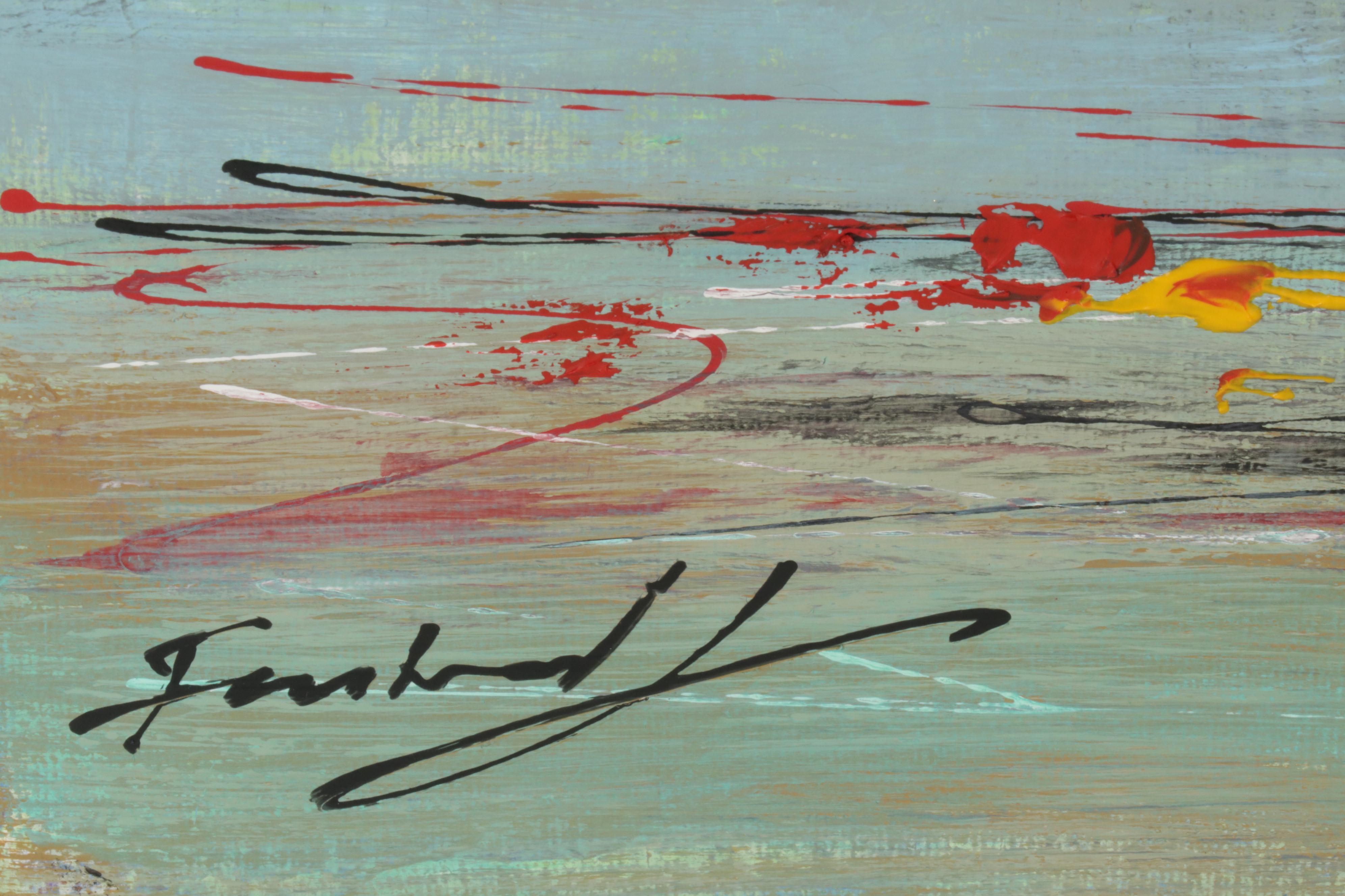 Farshad Lanjani Acrylic Painting of Flowers in Glass Bowl, 21st Century