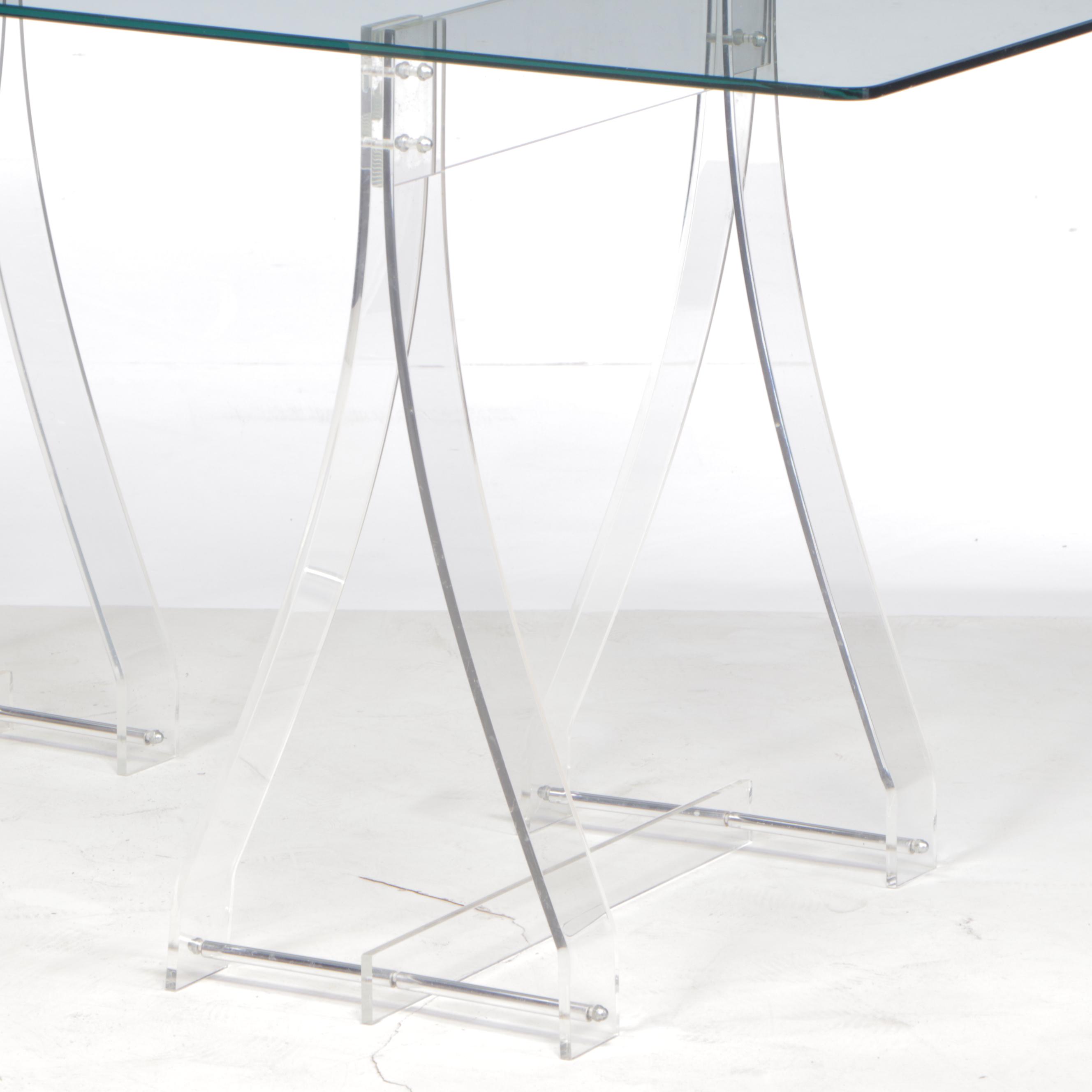 Modern Smoked Glass and Acrylic Base Dining Table