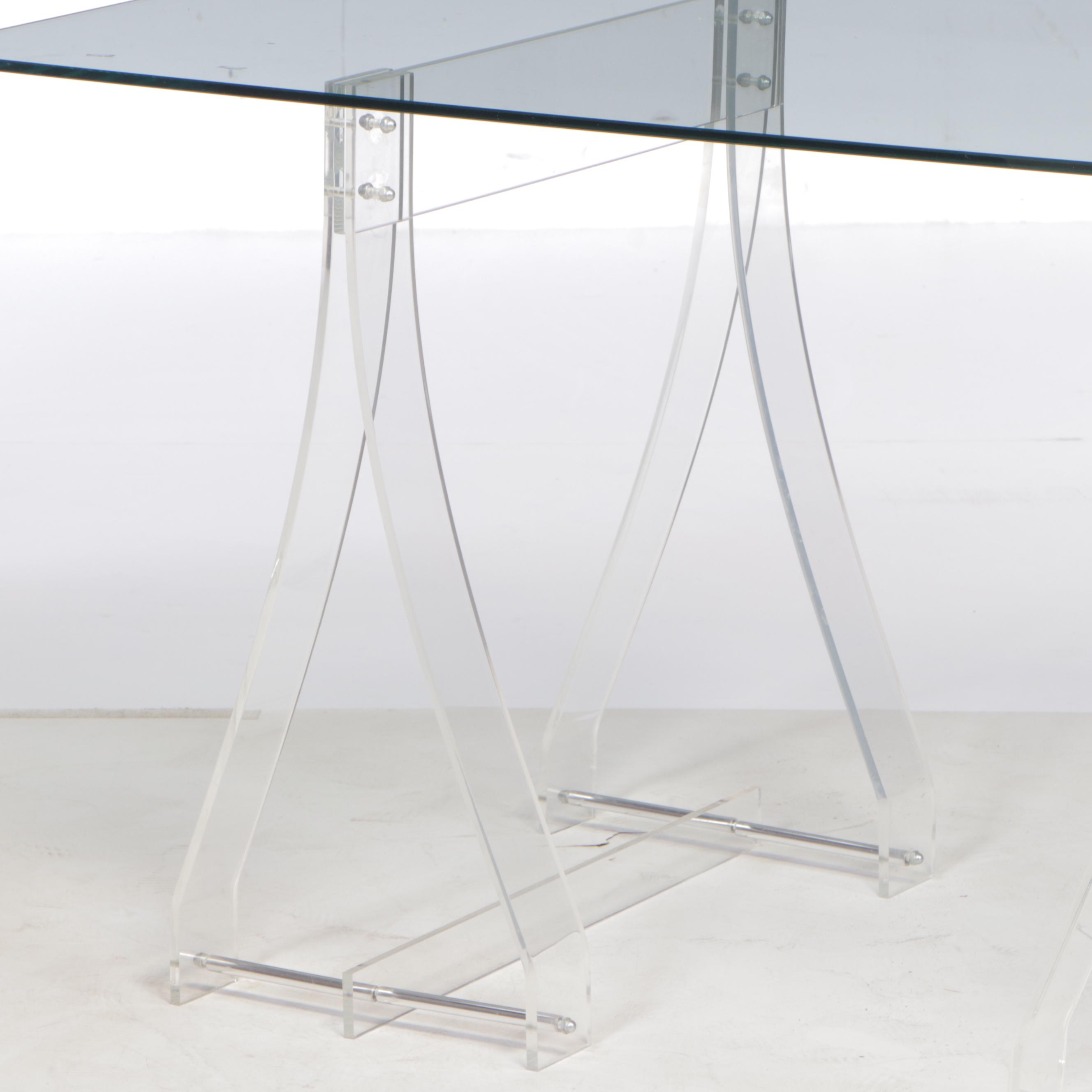 Modern Smoked Glass and Acrylic Base Dining Table