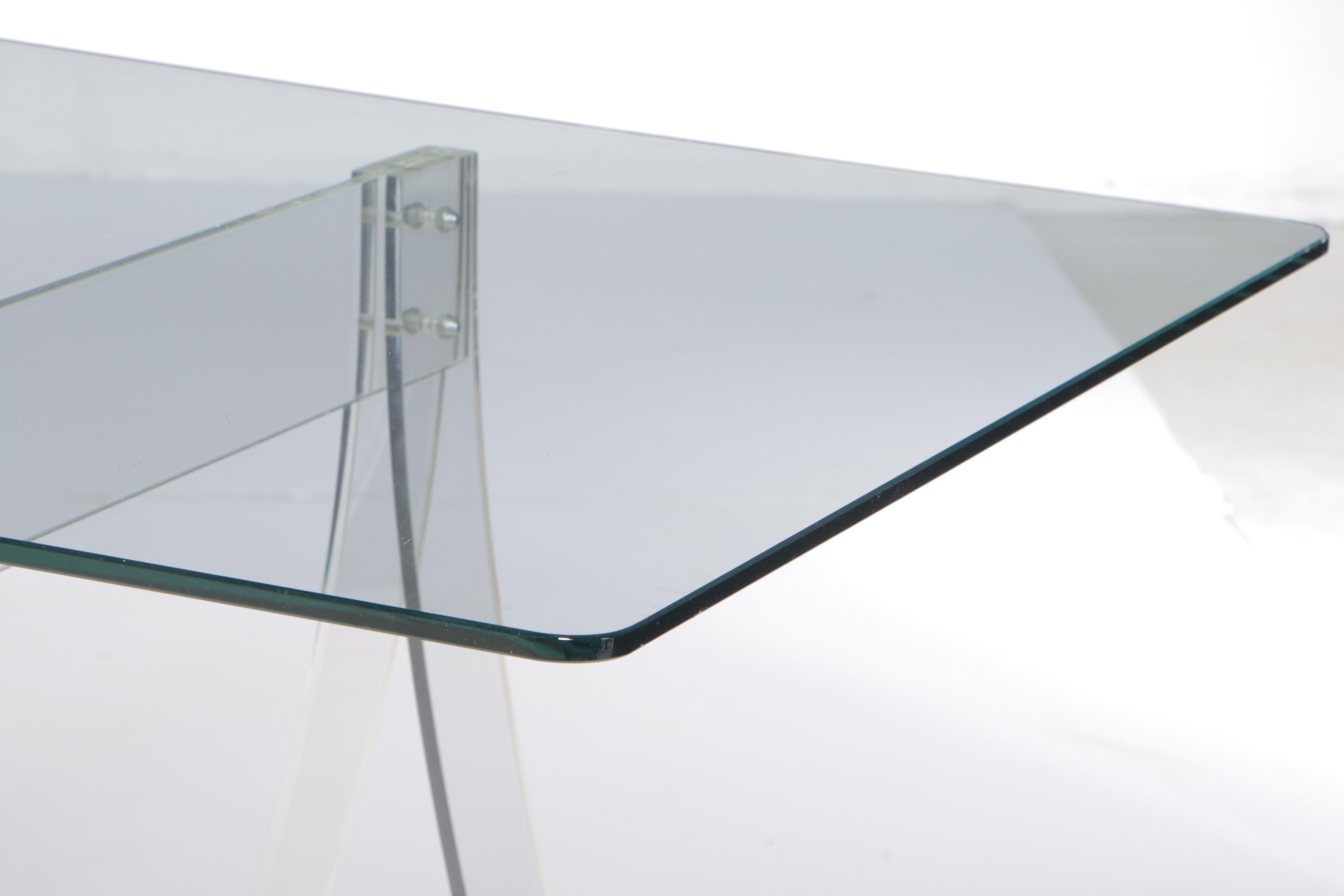 Modern Smoked Glass and Acrylic Base Dining Table