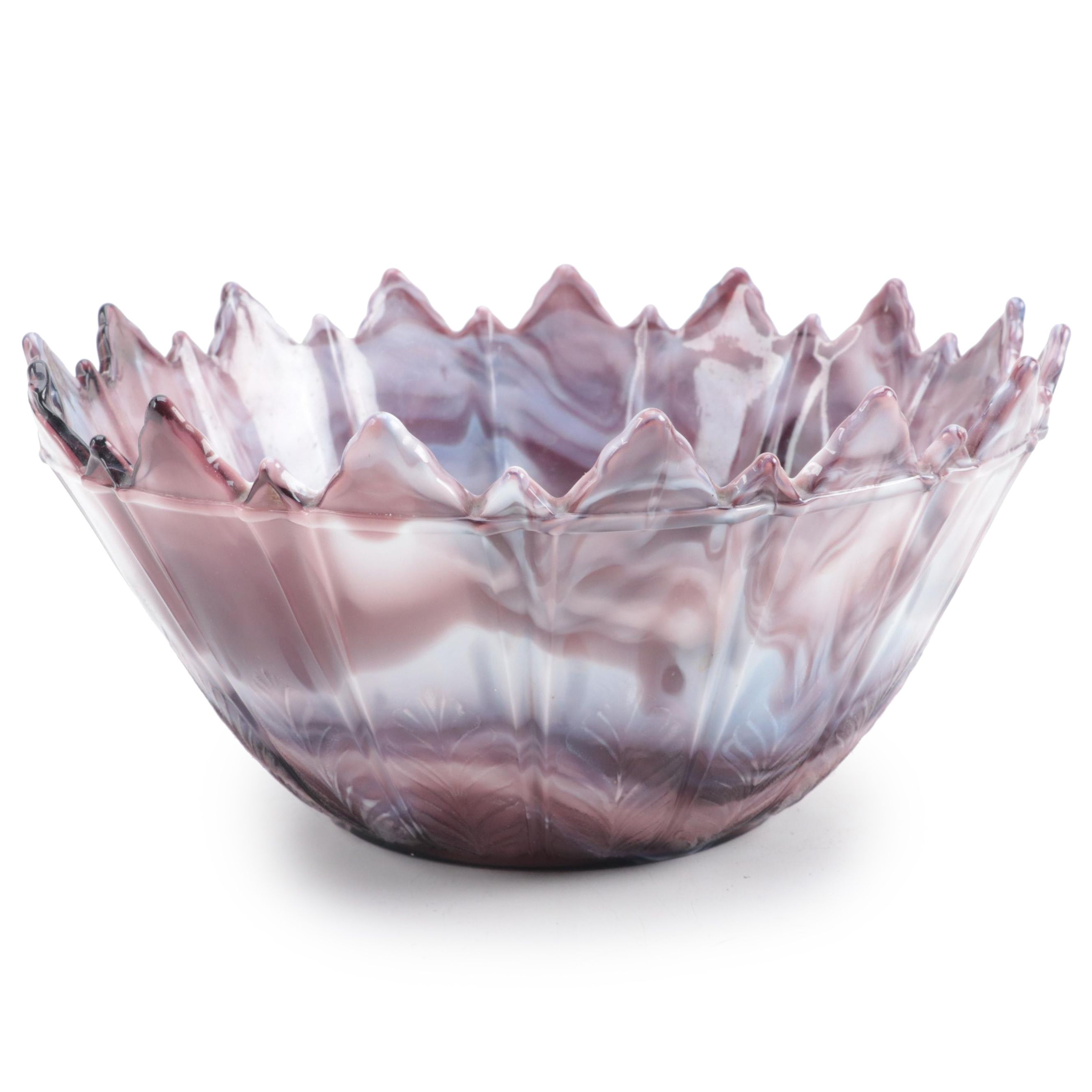 English Victorian Purple Slag Glass Bowl, Late 19th/ Early 20th  Century