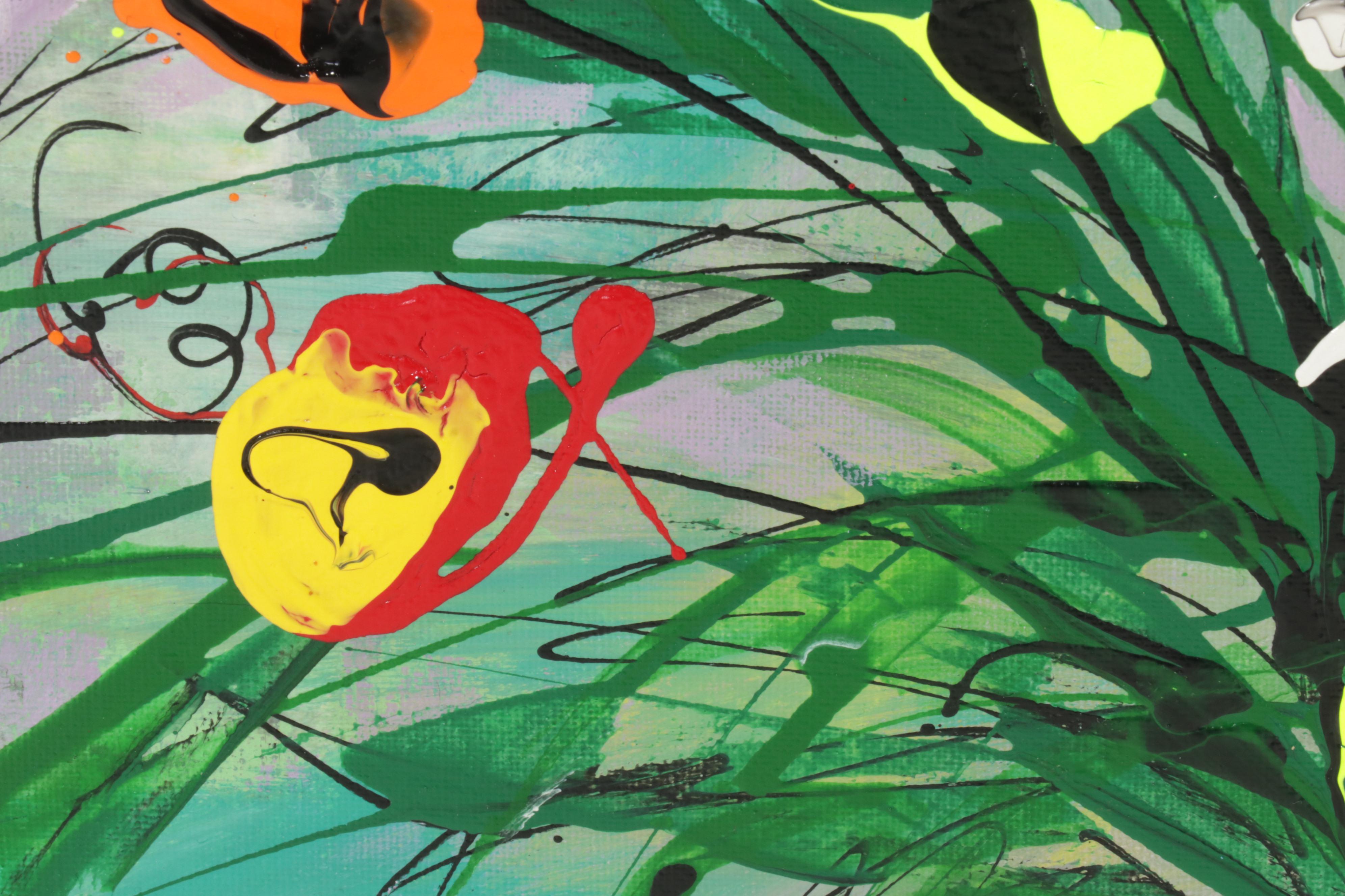 Farshad Lanjani Floral Still Life Acrylic Painting, 21st Century