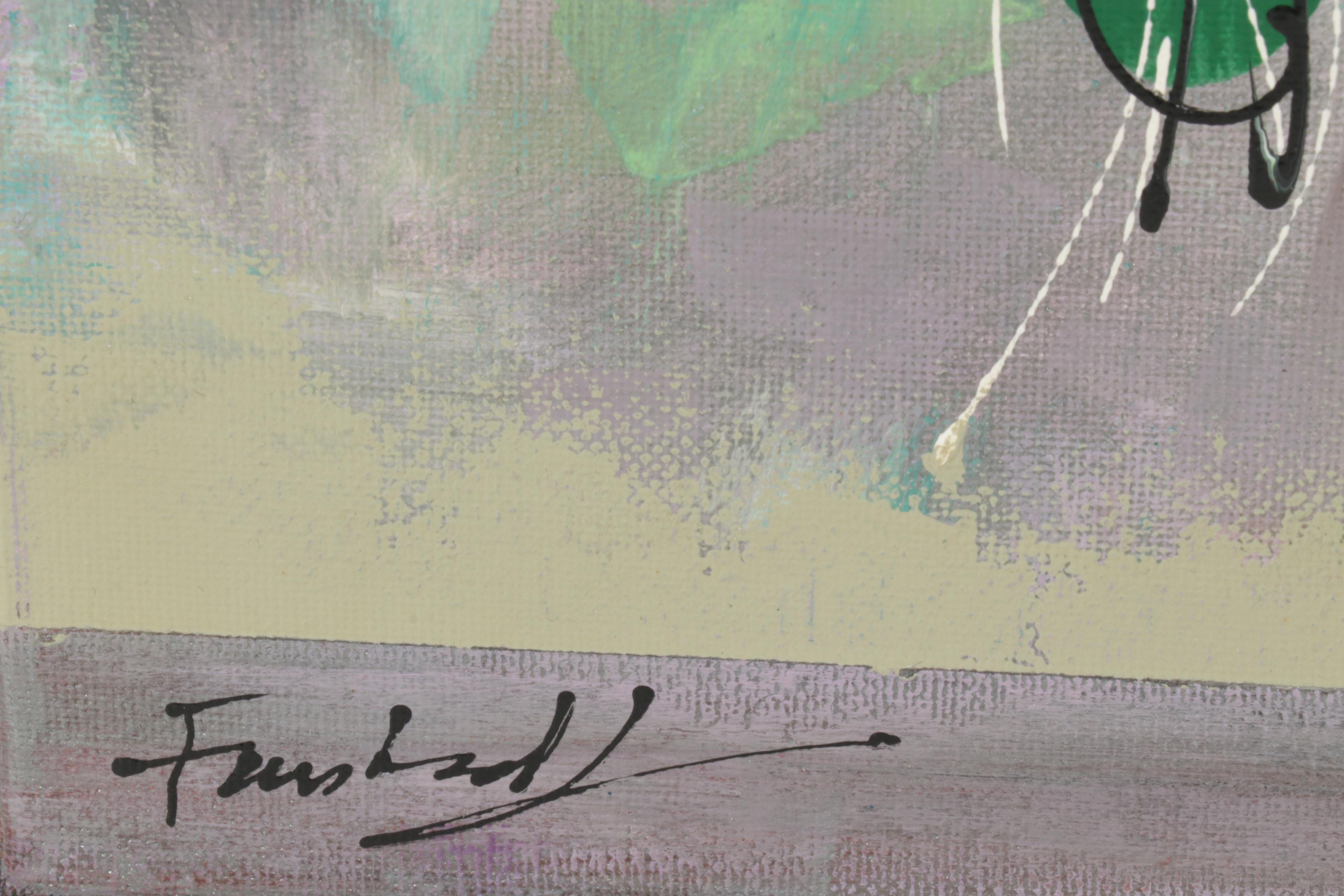 Farshad Lanjani Floral Still Life Acrylic Painting, 21st Century