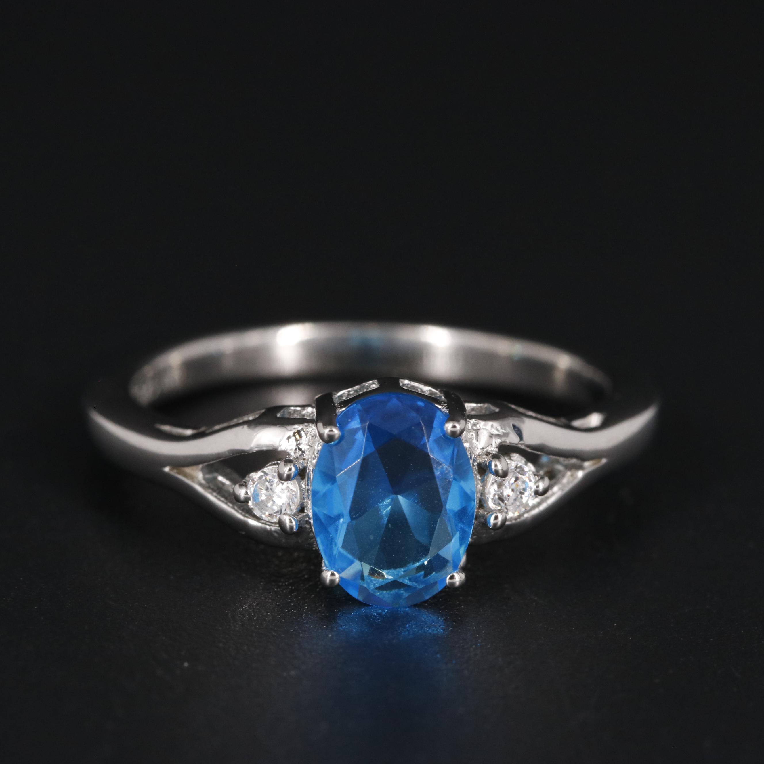 Sterling Blue Topaz with Cubic Zirconia