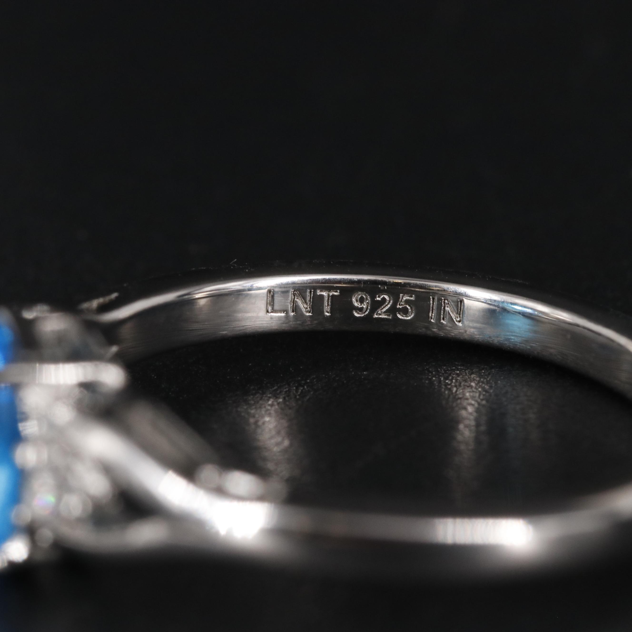 Sterling Blue Topaz with Cubic Zirconia