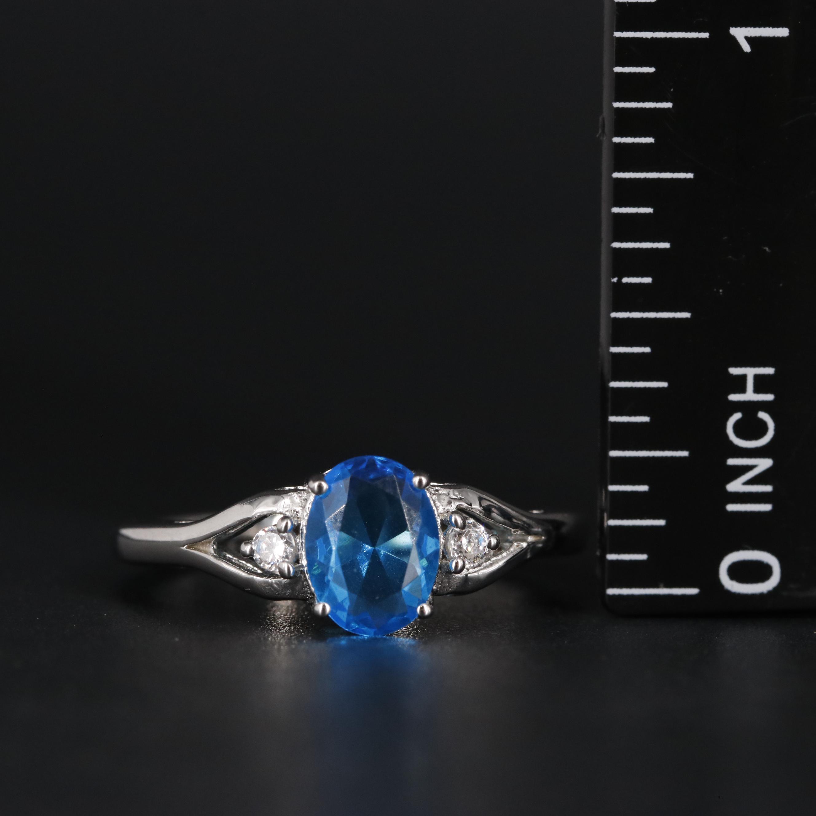 Sterling Blue Topaz with Cubic Zirconia