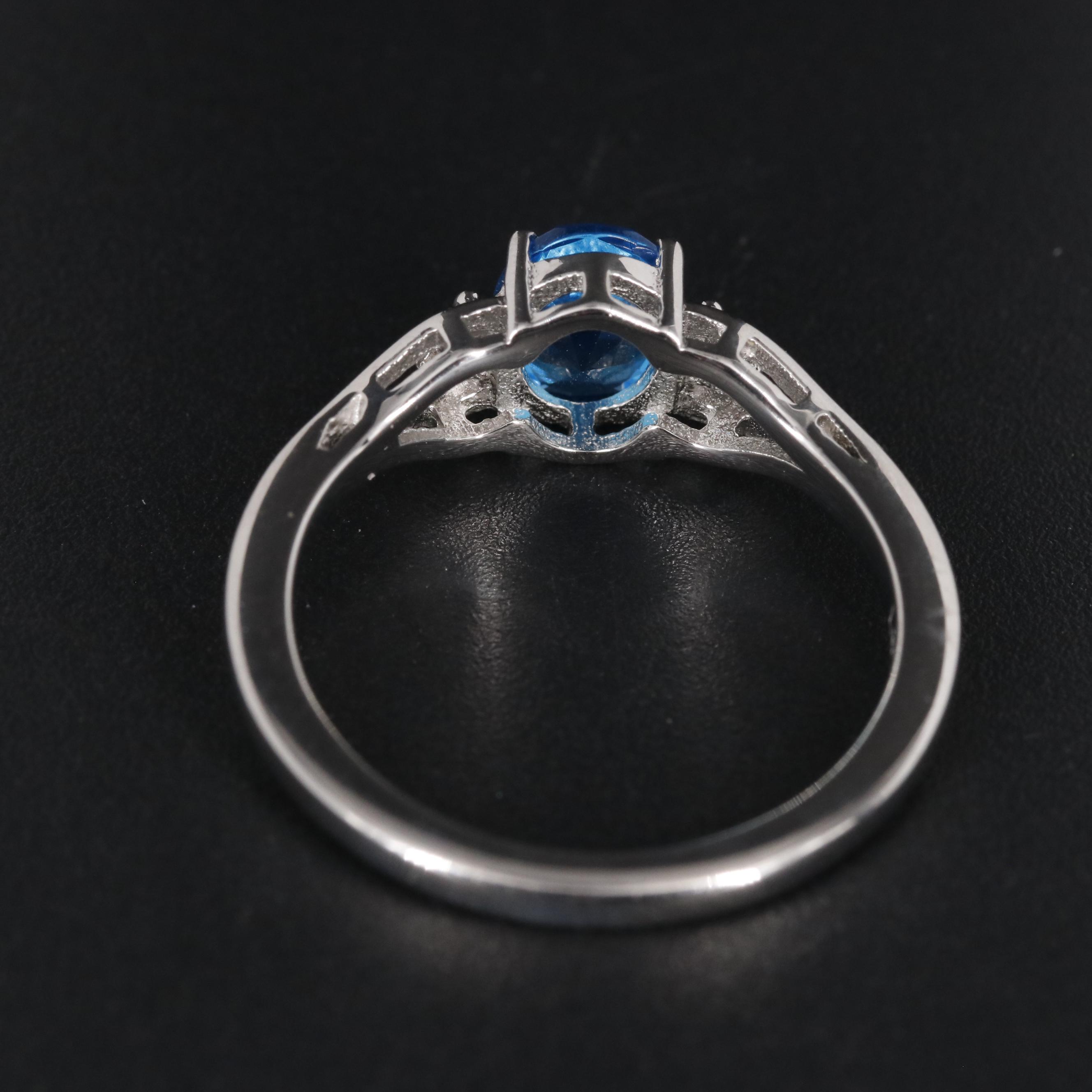 Sterling Blue Topaz with Cubic Zirconia