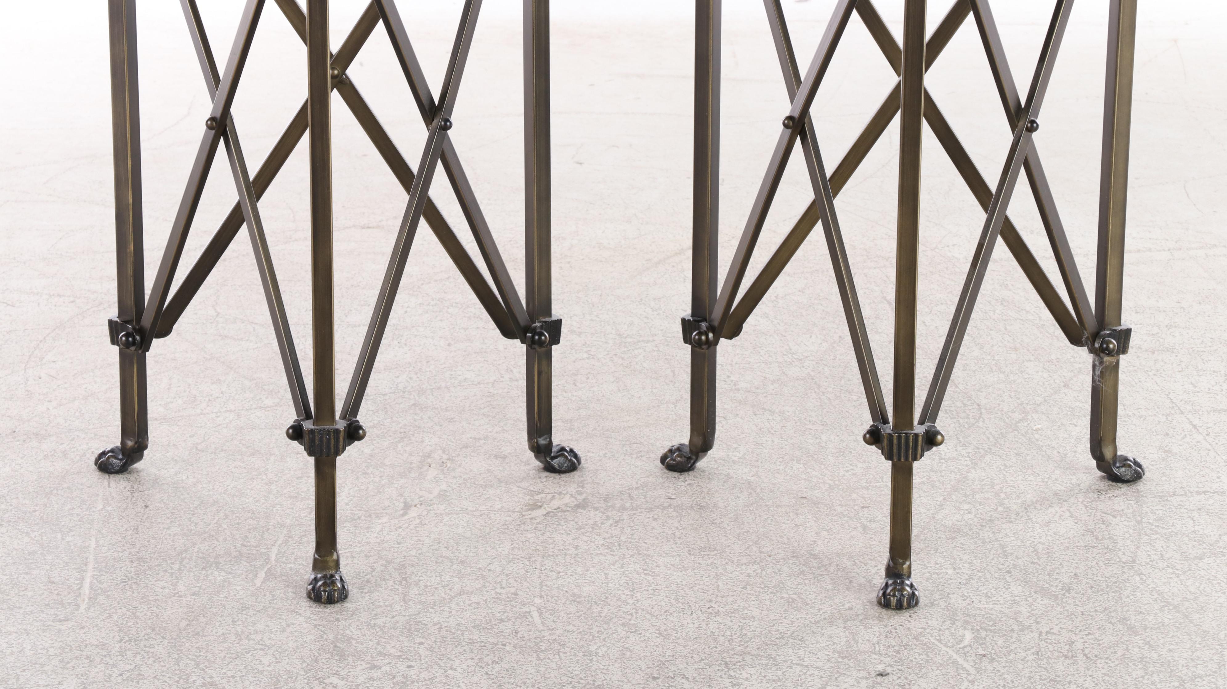 Pair of Ballard Designs "Olivia" Brass-Patinated and Mirrored Glass Side Table