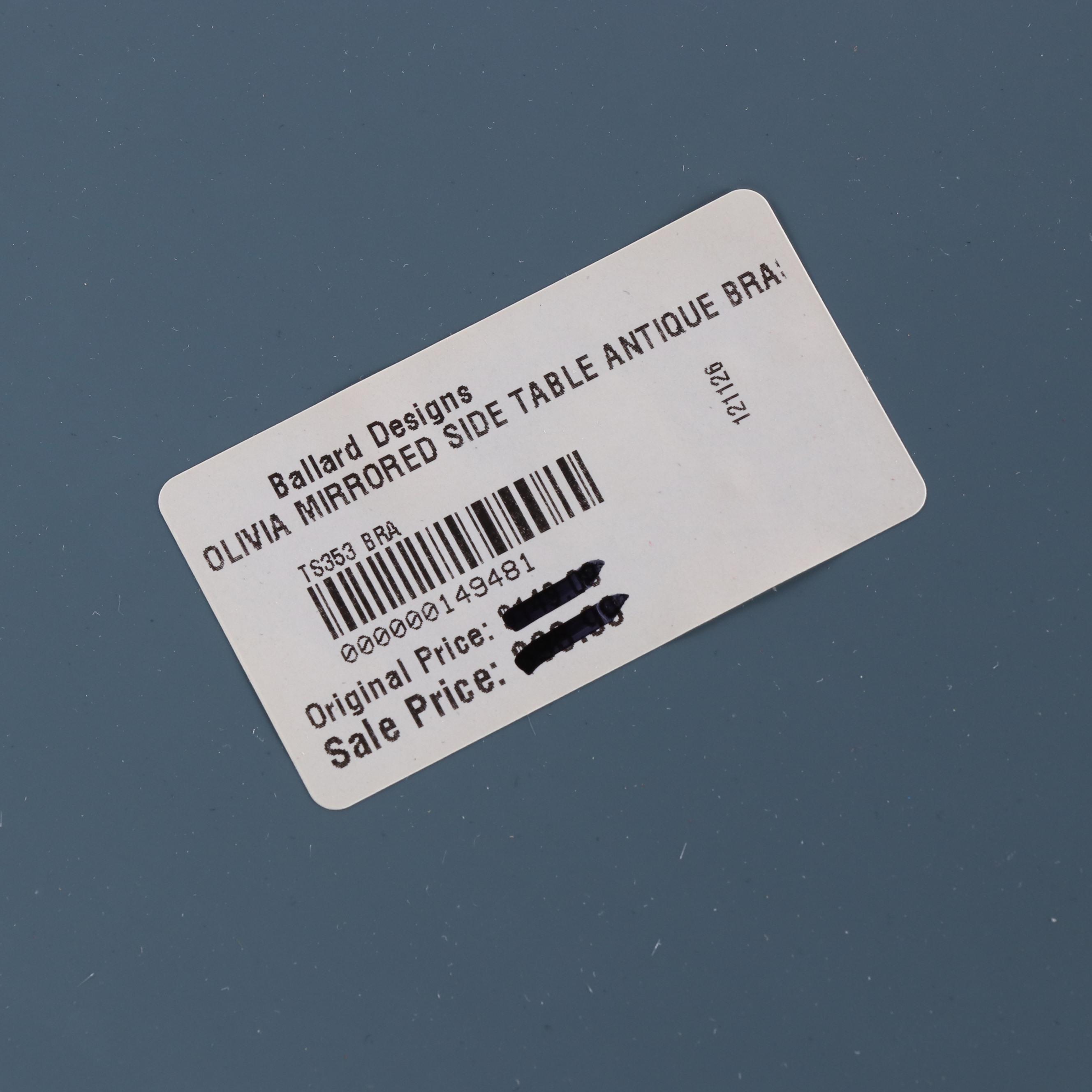 Pair of Ballard Designs "Olivia" Brass-Patinated and Mirrored Glass Side Table