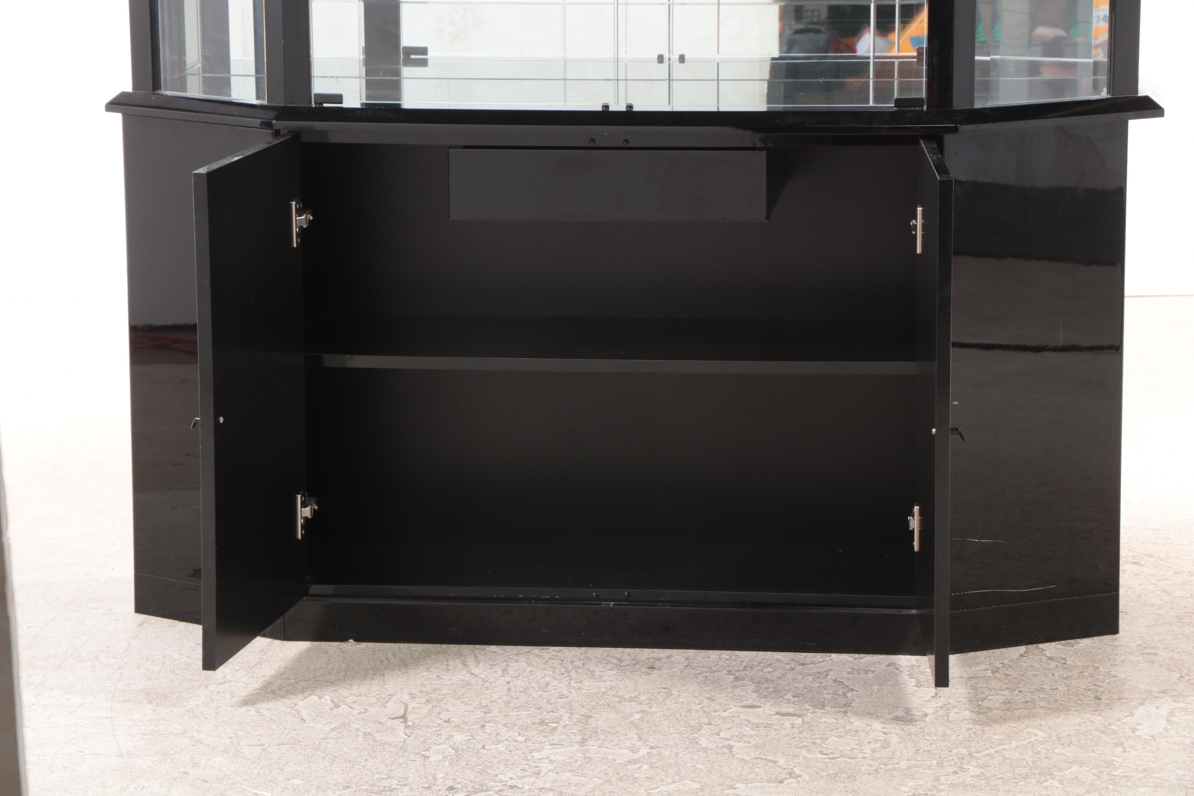 Ebonized Wood and Glass China Cabinet