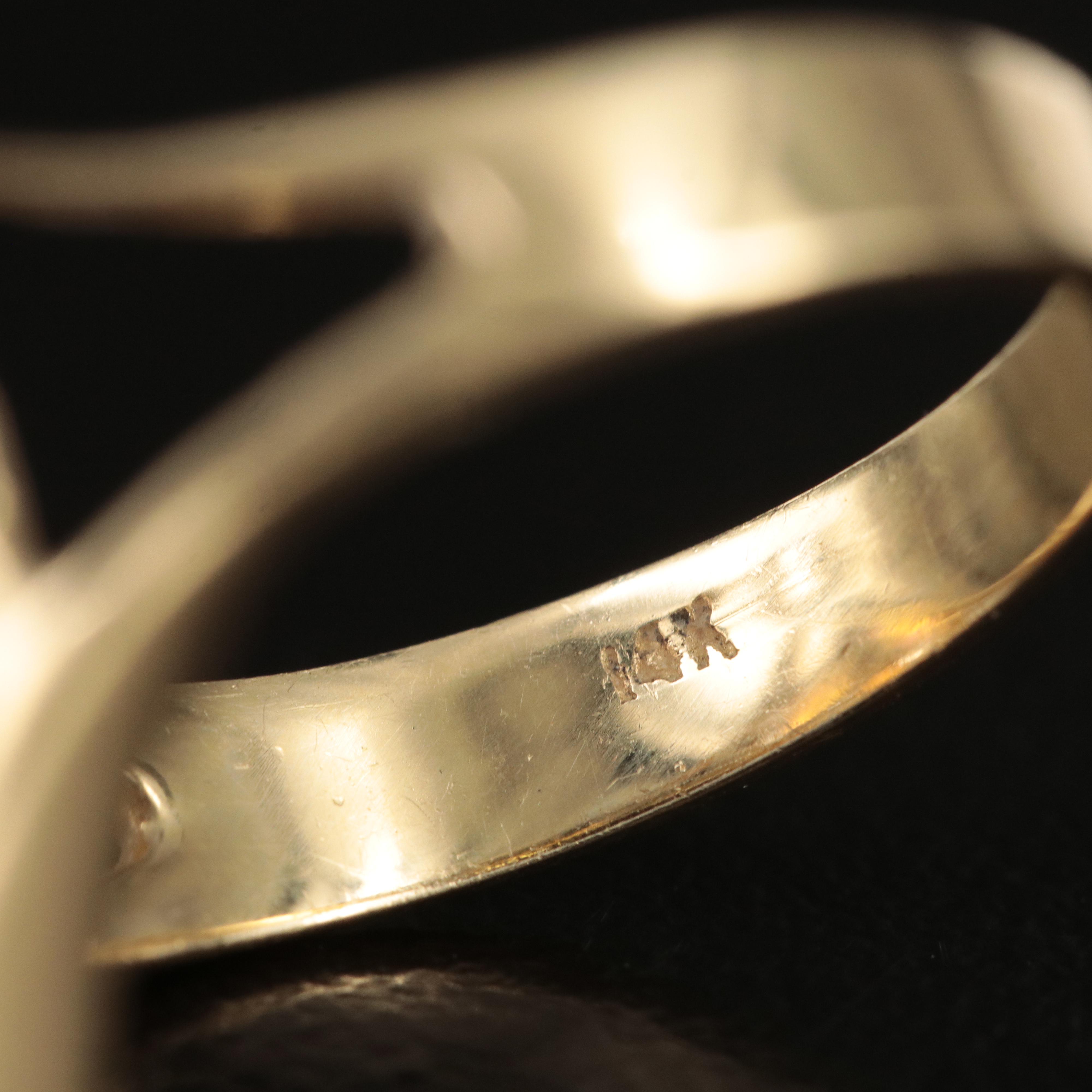 14K Opal and Diamond Navette Ring