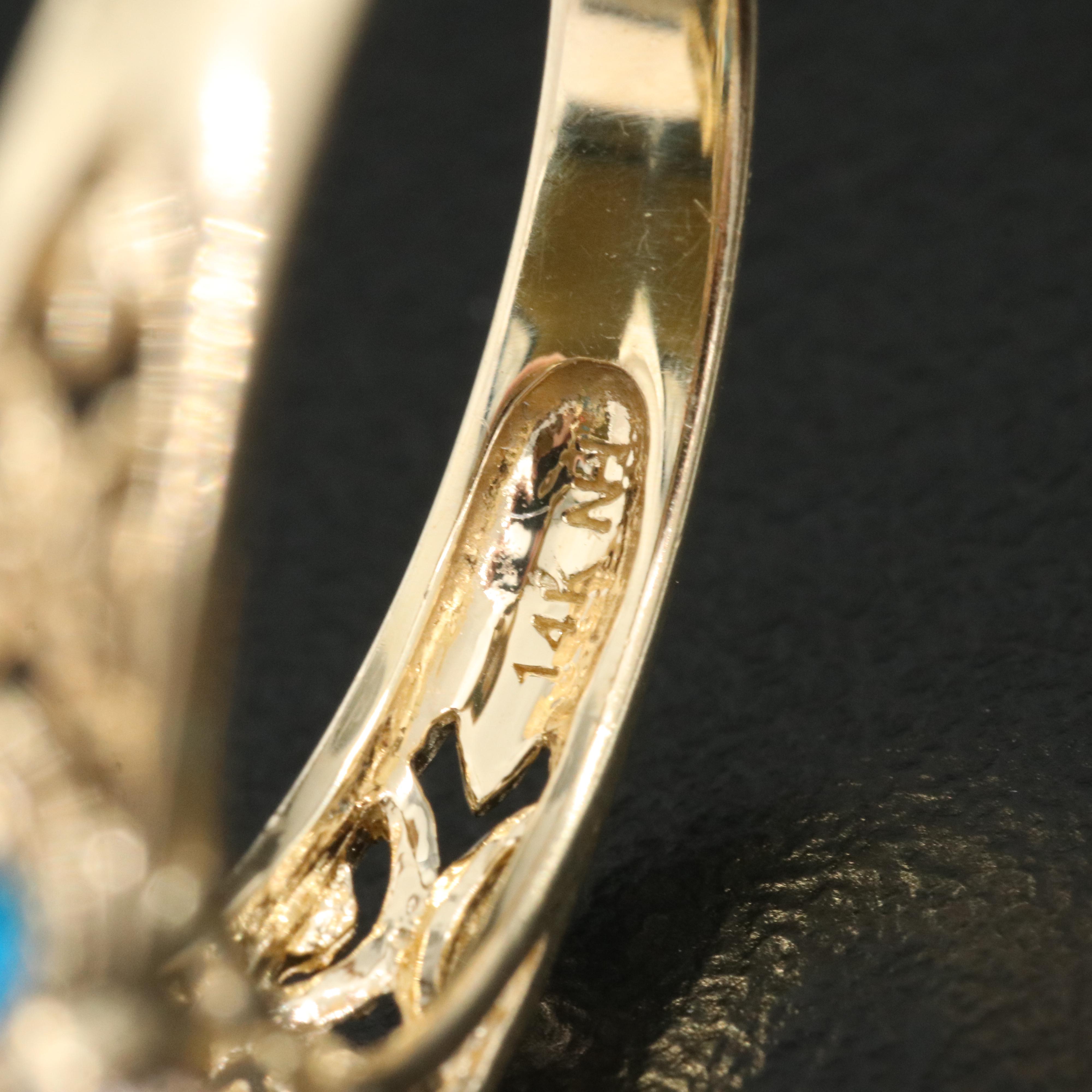 14K Swiss Blue Topaz, Apatite and Diamond Ring