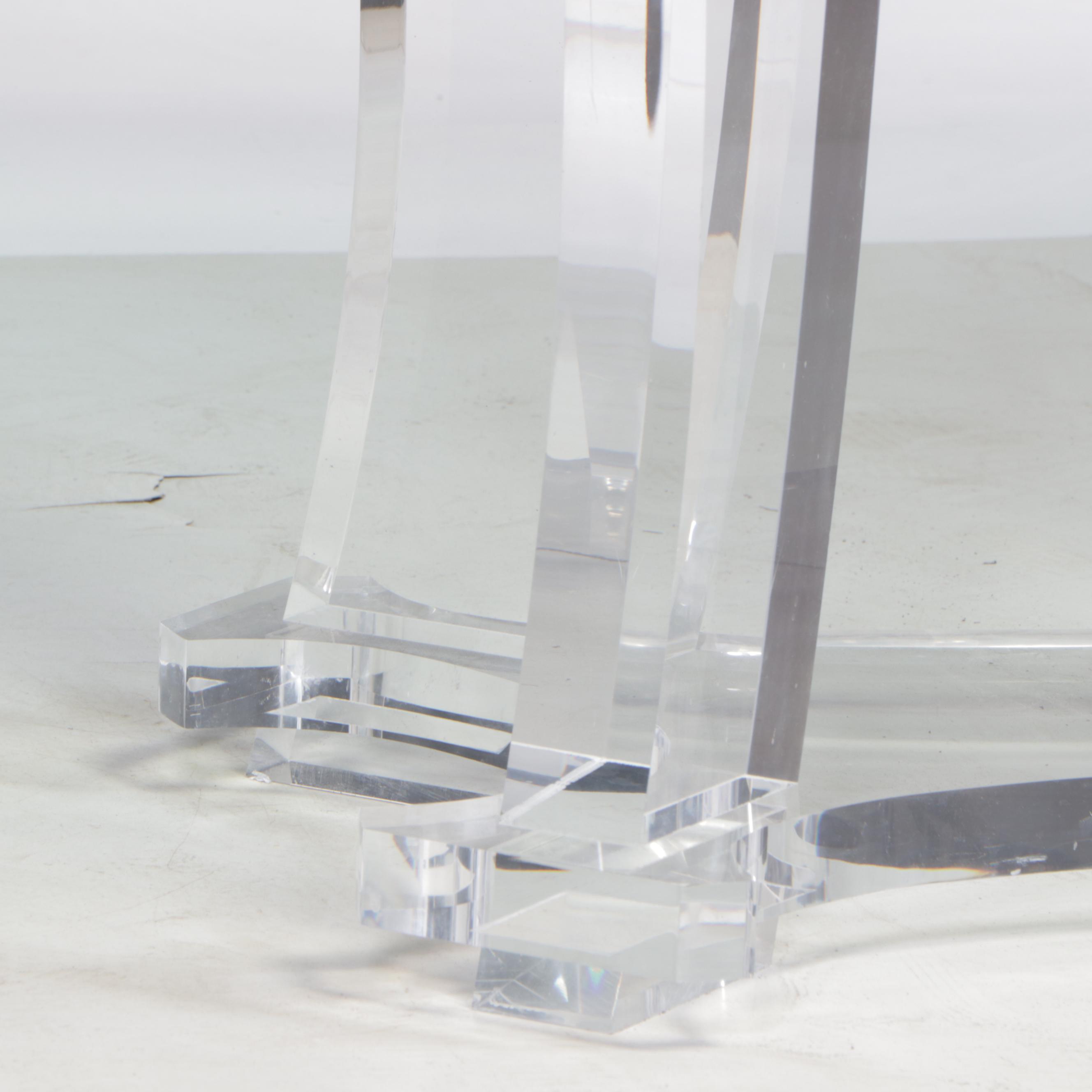 Acrylic Pedestal and Glass Top Dining Table, Late 20th Century