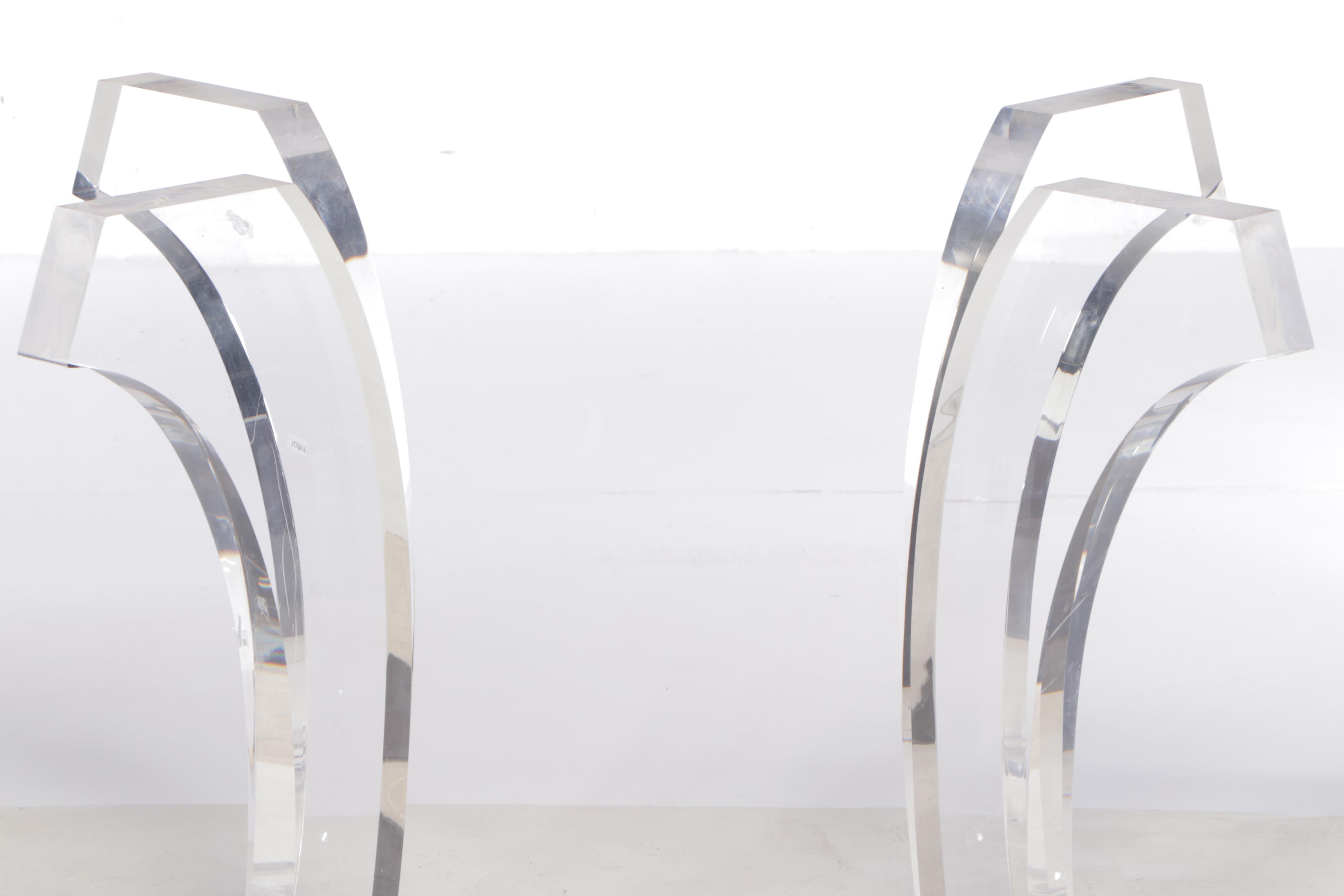 Acrylic Pedestal and Glass Top Dining Table, Late 20th Century