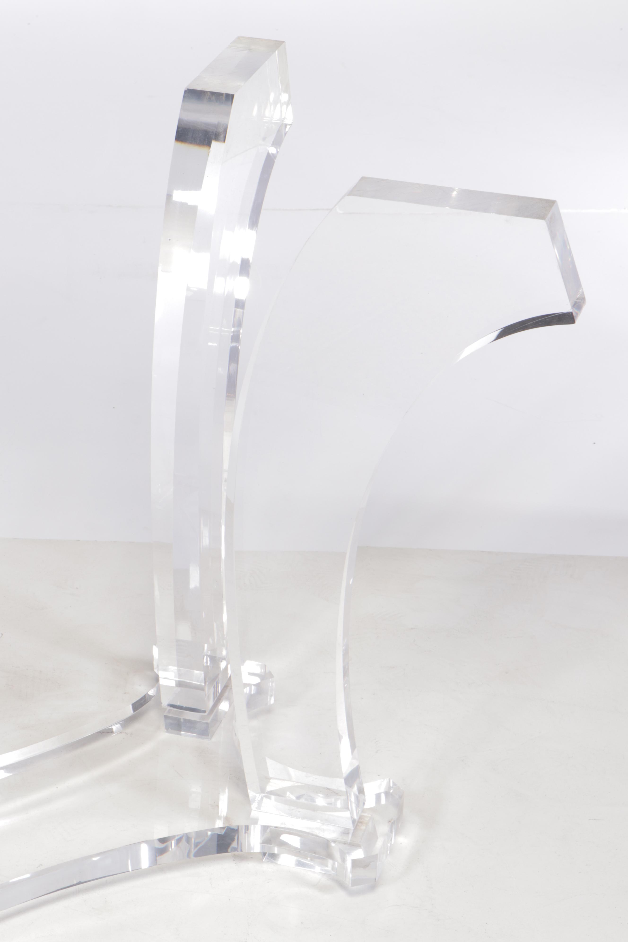 Acrylic Pedestal and Glass Top Dining Table, Late 20th Century