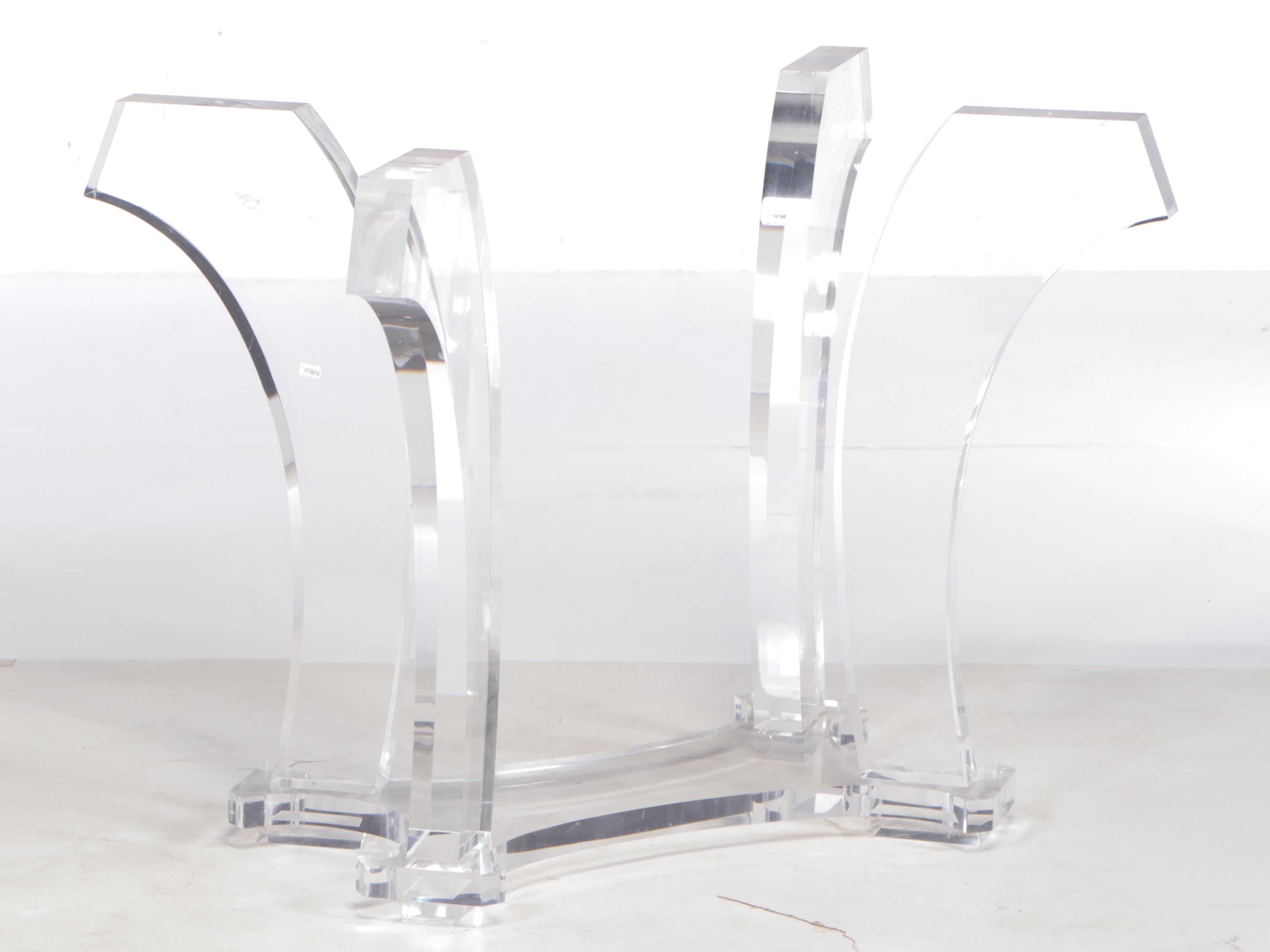 Acrylic Pedestal and Glass Top Dining Table, Late 20th Century