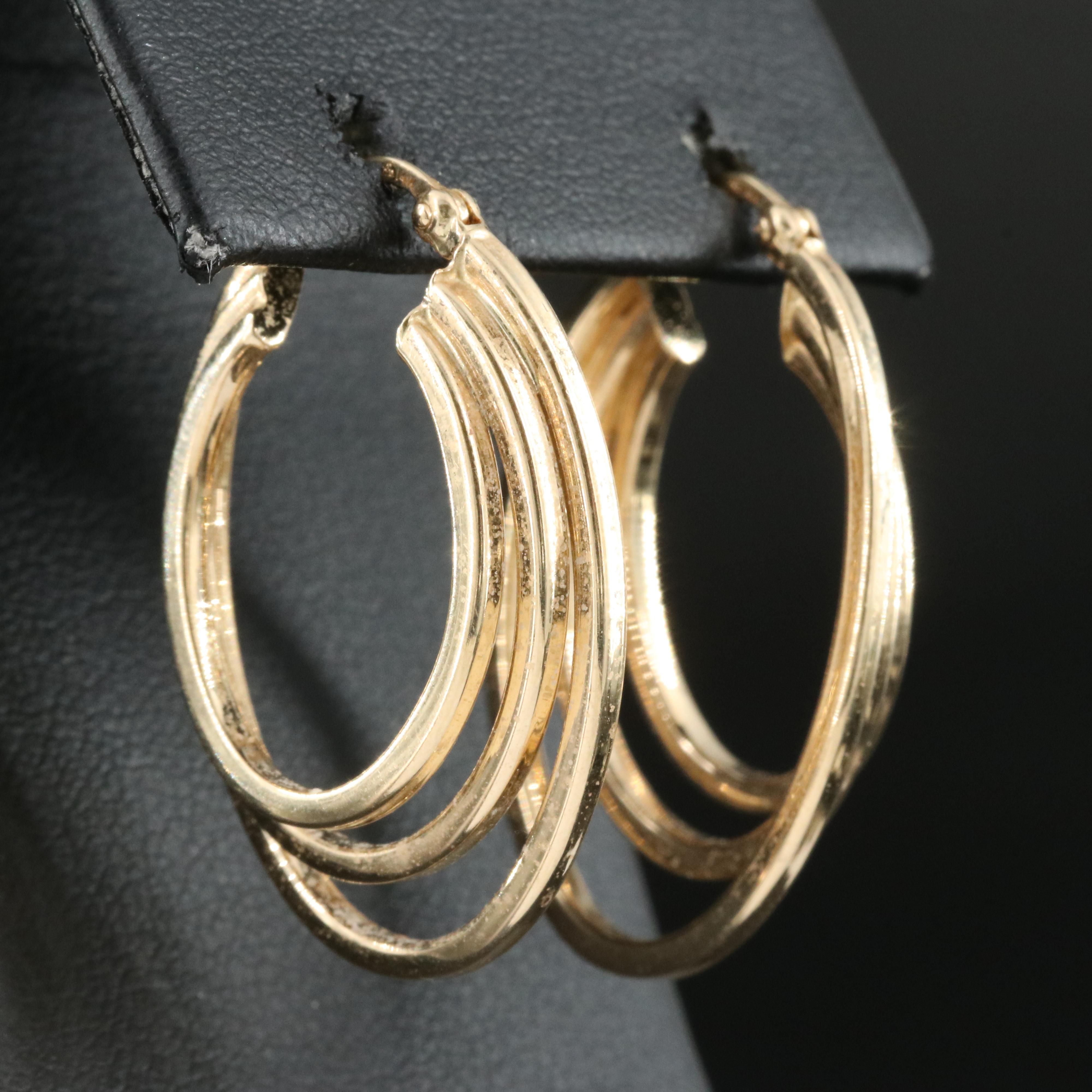 14K Tiered Hoop Earrings