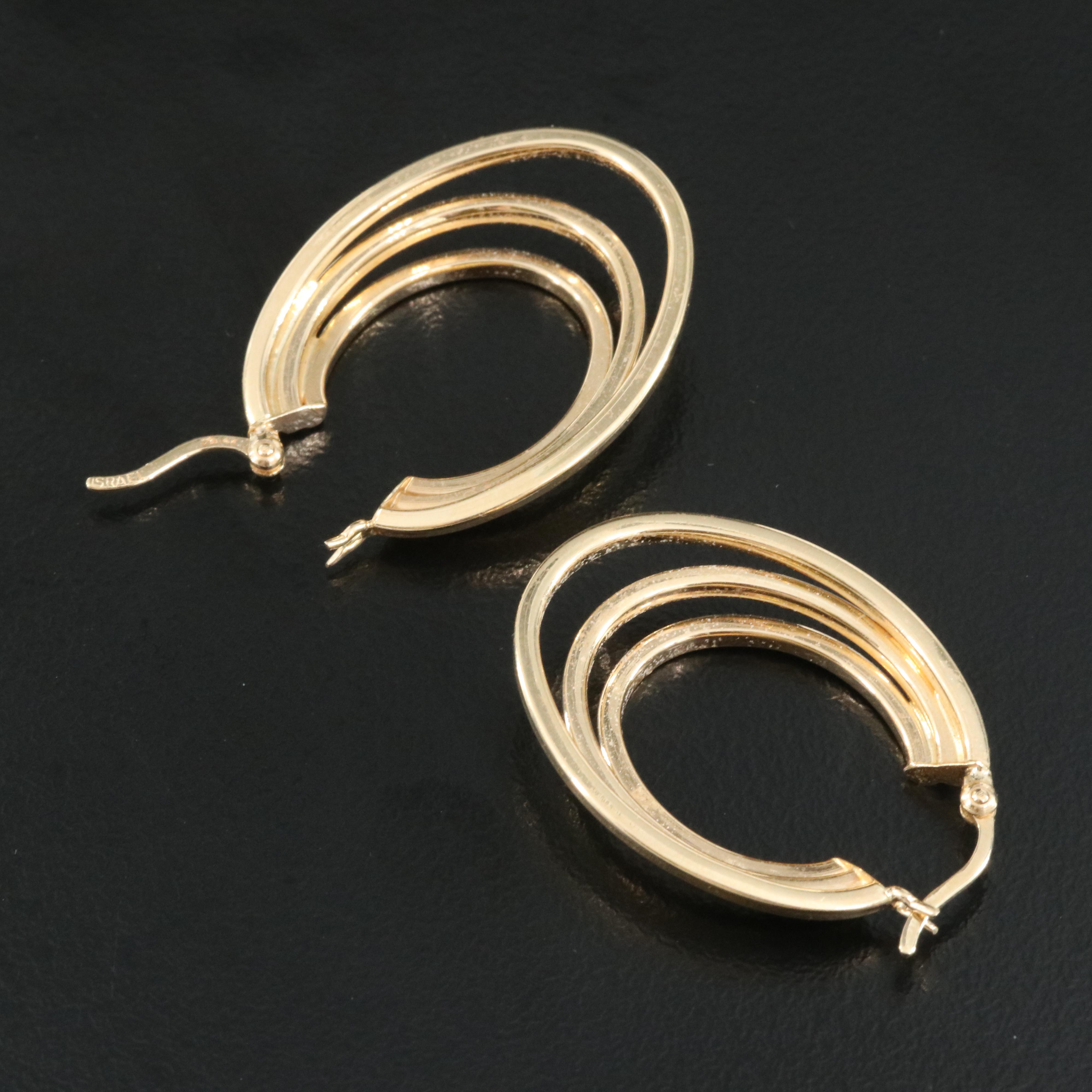 14K Tiered Hoop Earrings