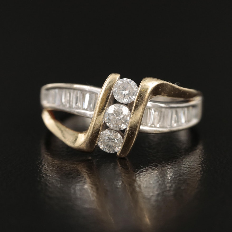 14K Two-Tone Gold 0.56 CTW Diamond Crossover Ring