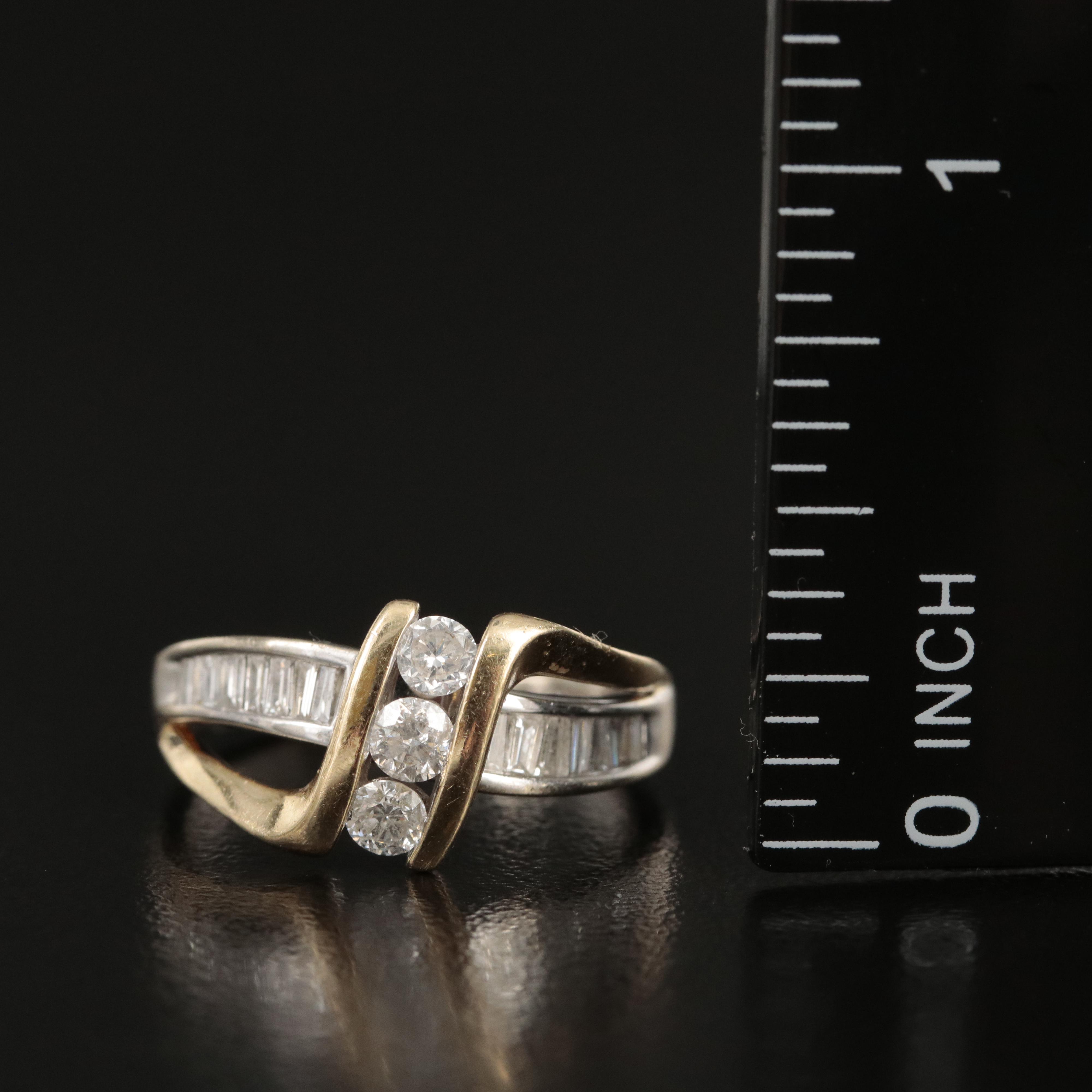 14K Two-Tone Gold 0.56 CTW Diamond Crossover Ring