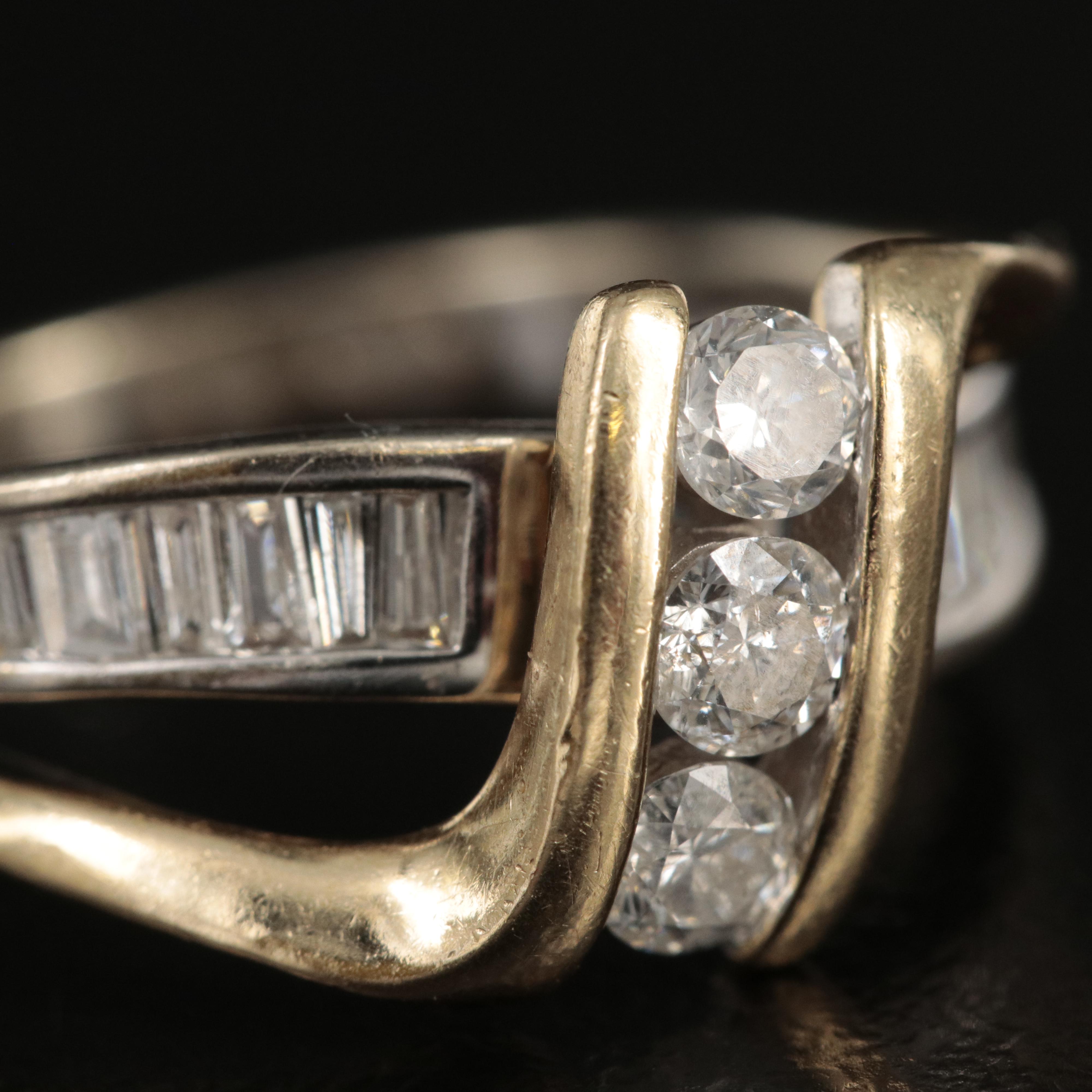 14K Two-Tone Gold 0.56 CTW Diamond Crossover Ring