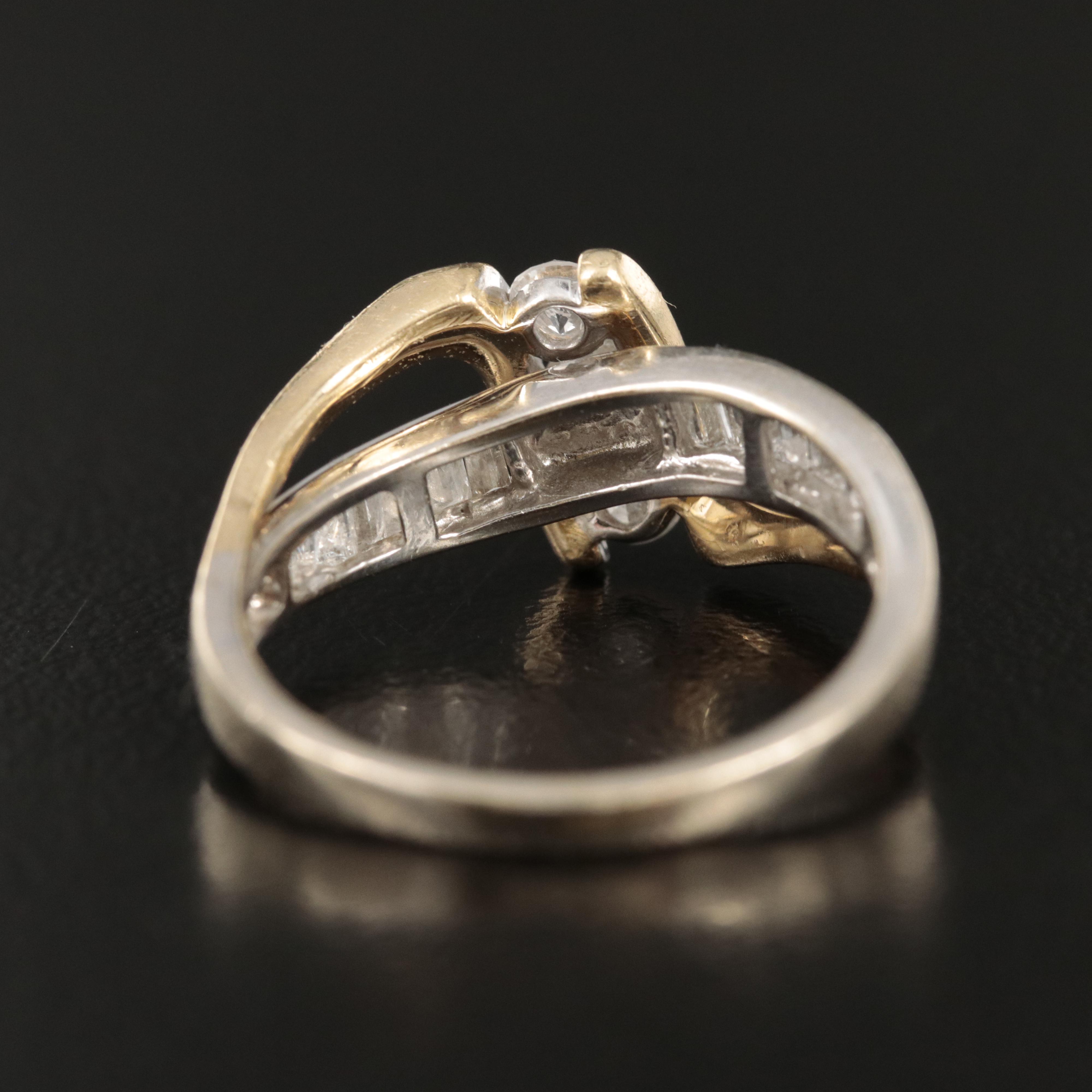 14K Two-Tone Gold 0.56 CTW Diamond Crossover Ring