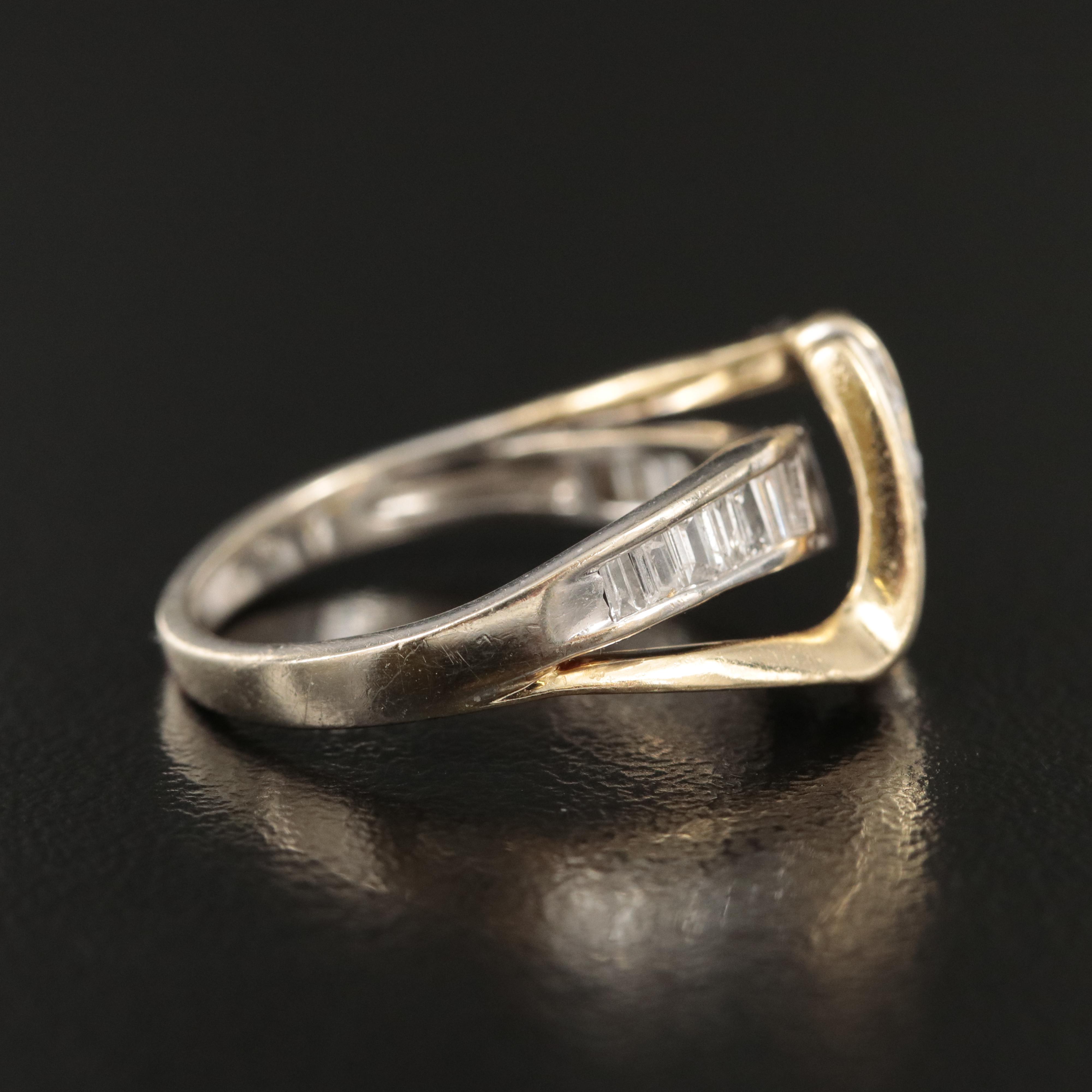 14K Two-Tone Gold 0.56 CTW Diamond Crossover Ring