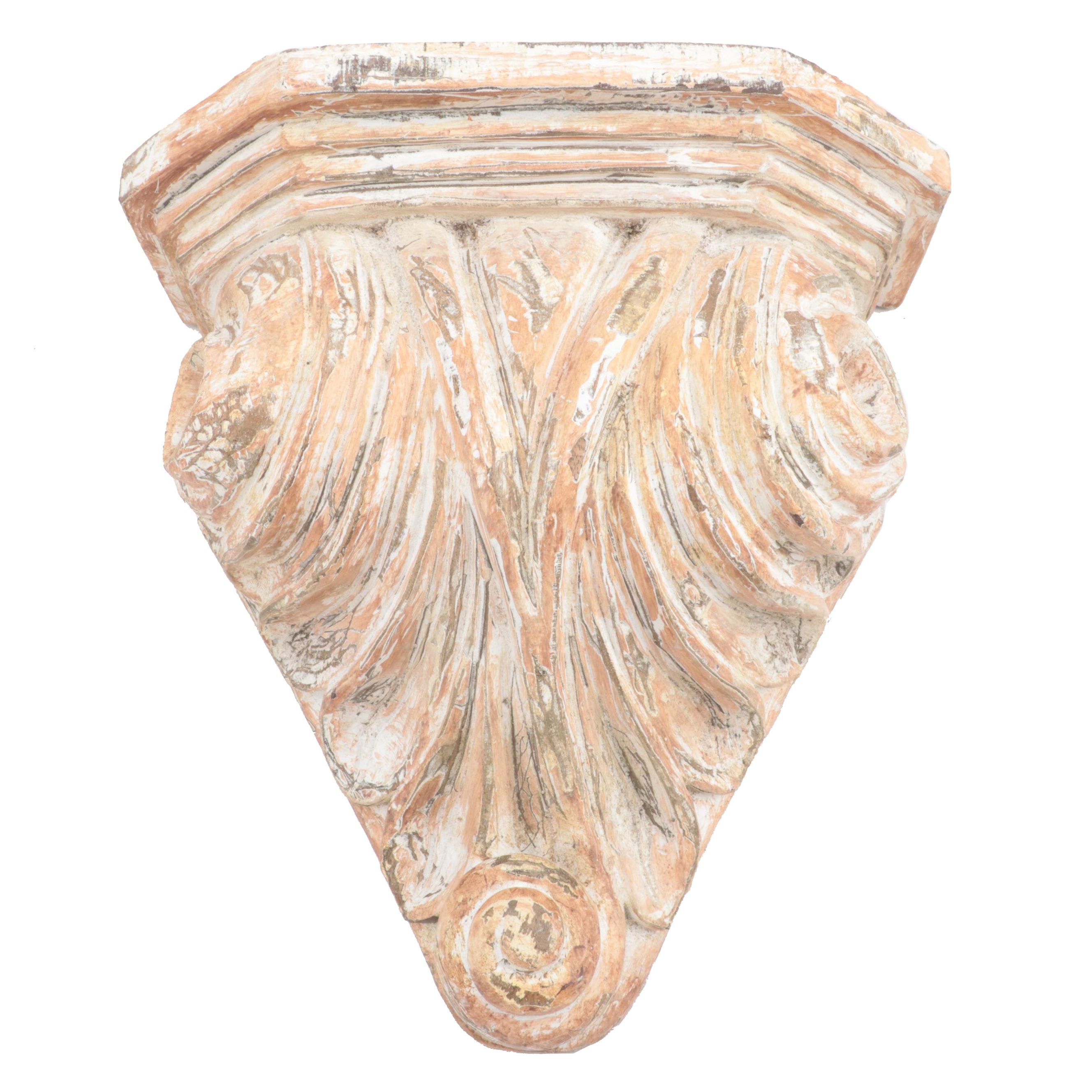 Philippines Spanish Colonial Style Painted Stonewood Wall Bracket